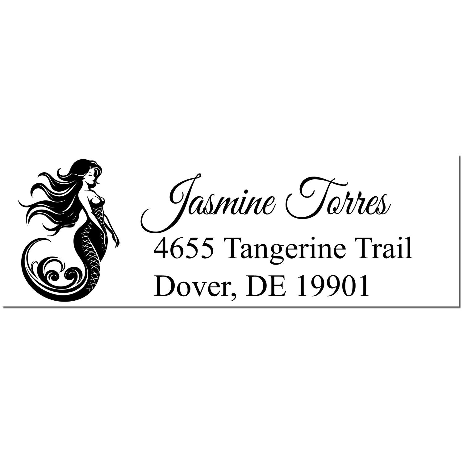 Self-Inking Mystic Mermaid Custom Mail Address Stamp