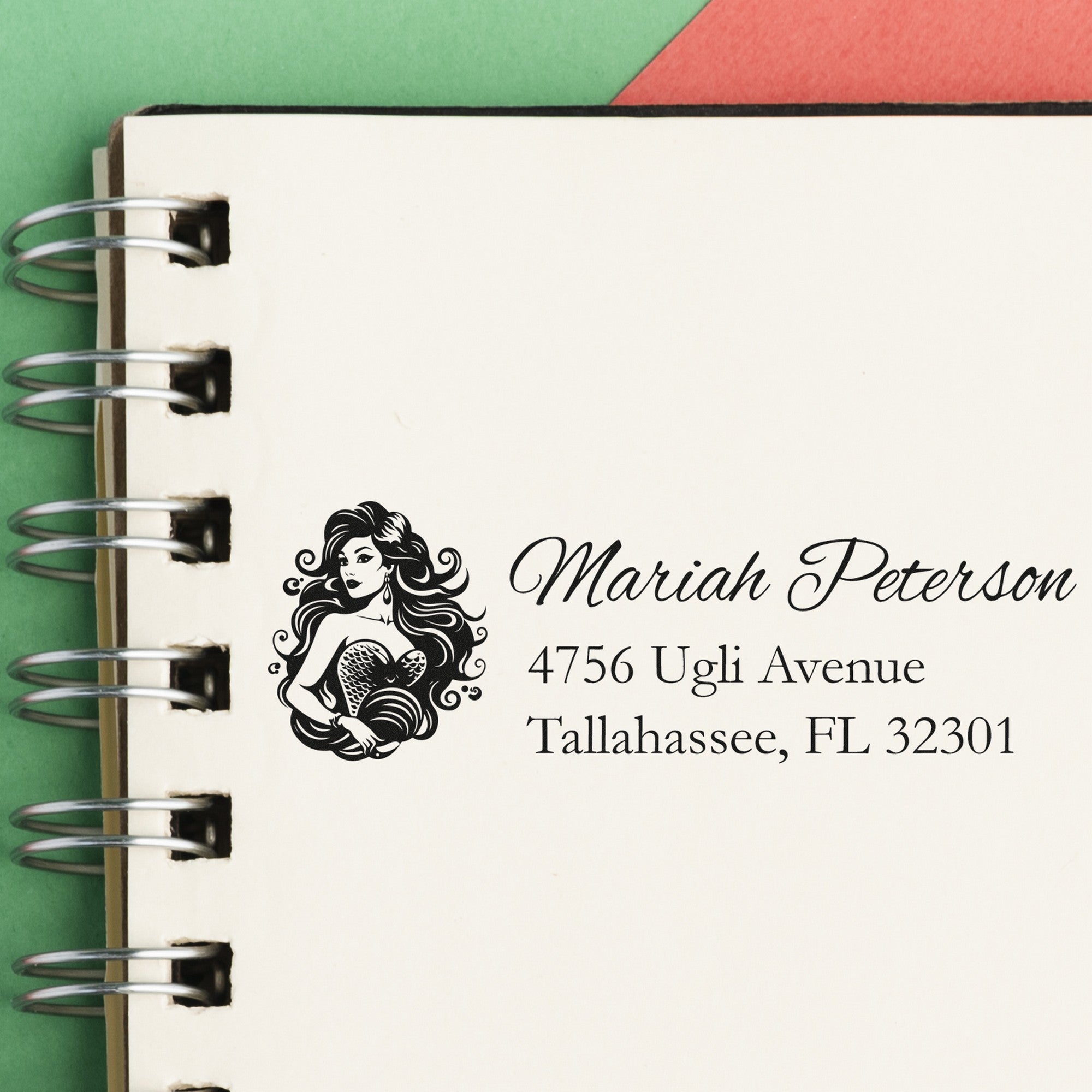 Slim Pre-Inked Mermaid's Charm Customized Address Label Stamp