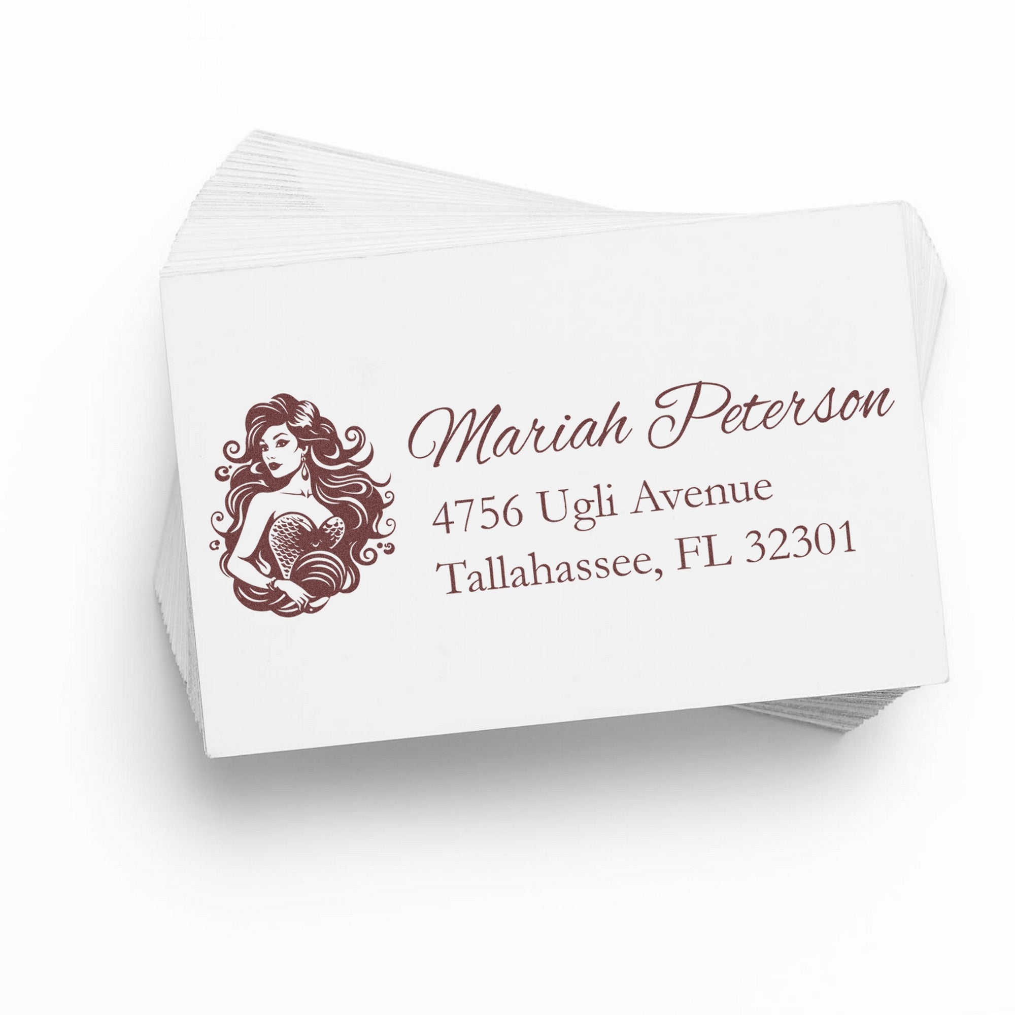 Mermaid's Charm Custom Name and Address Rubber Stamp