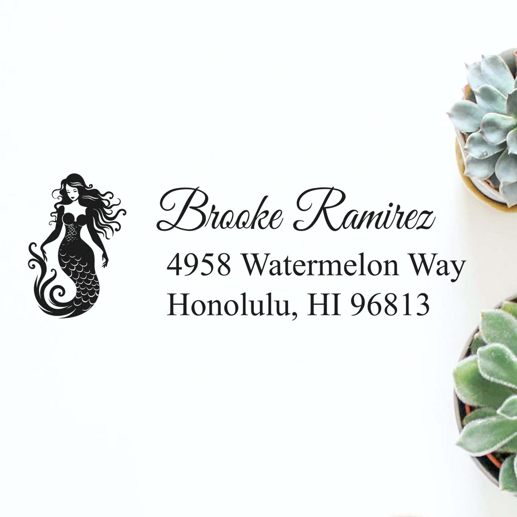 Self-Inking Aloha Mermaid Custom Address Label Stamp