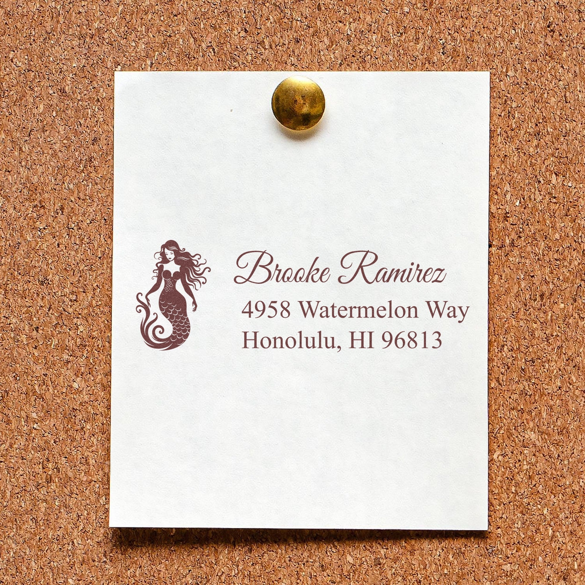 Self-Inking Aloha Mermaid Custom Address Label Stamp