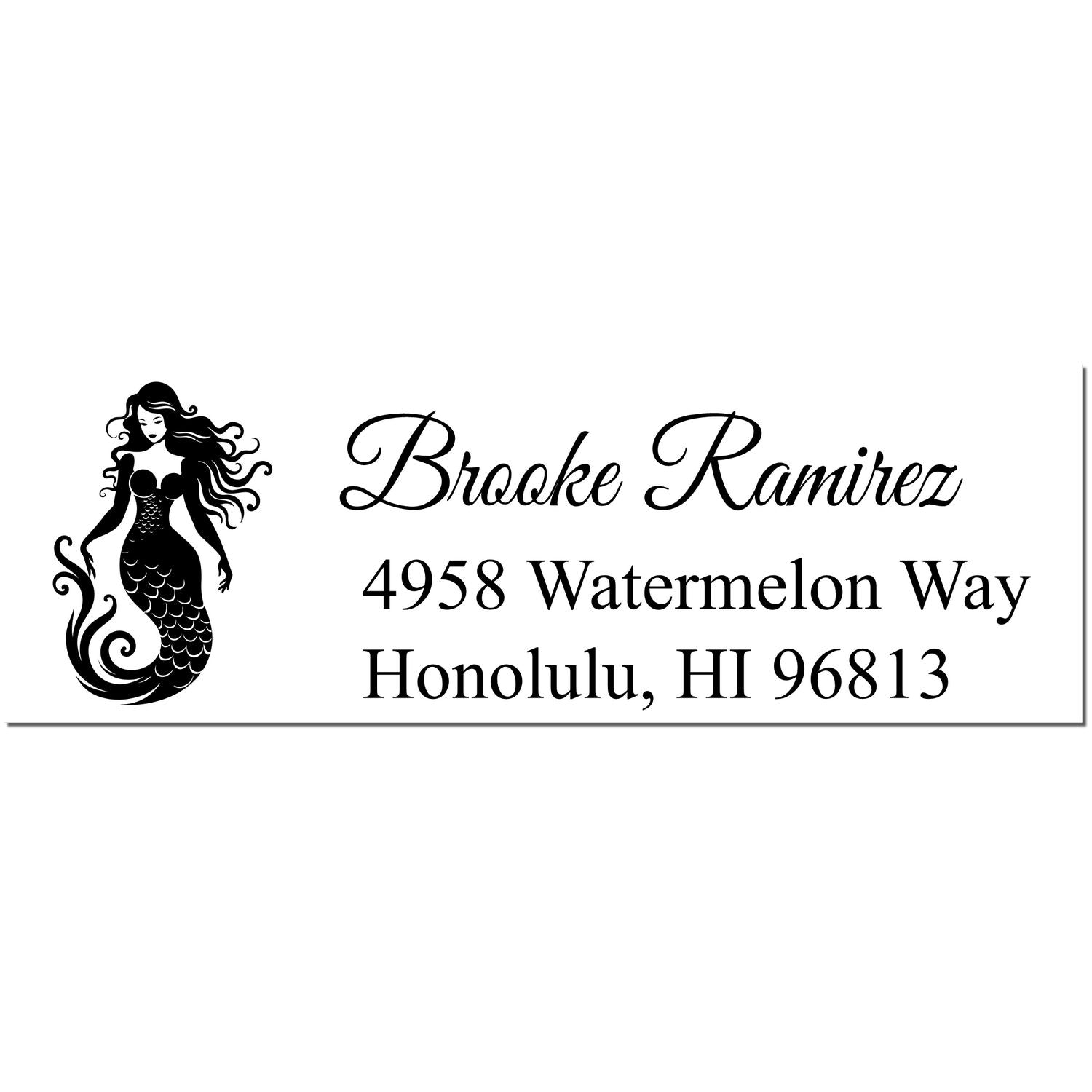 Slim Pre-Inked Aloha Mermaid Handmade Return Address Stamp