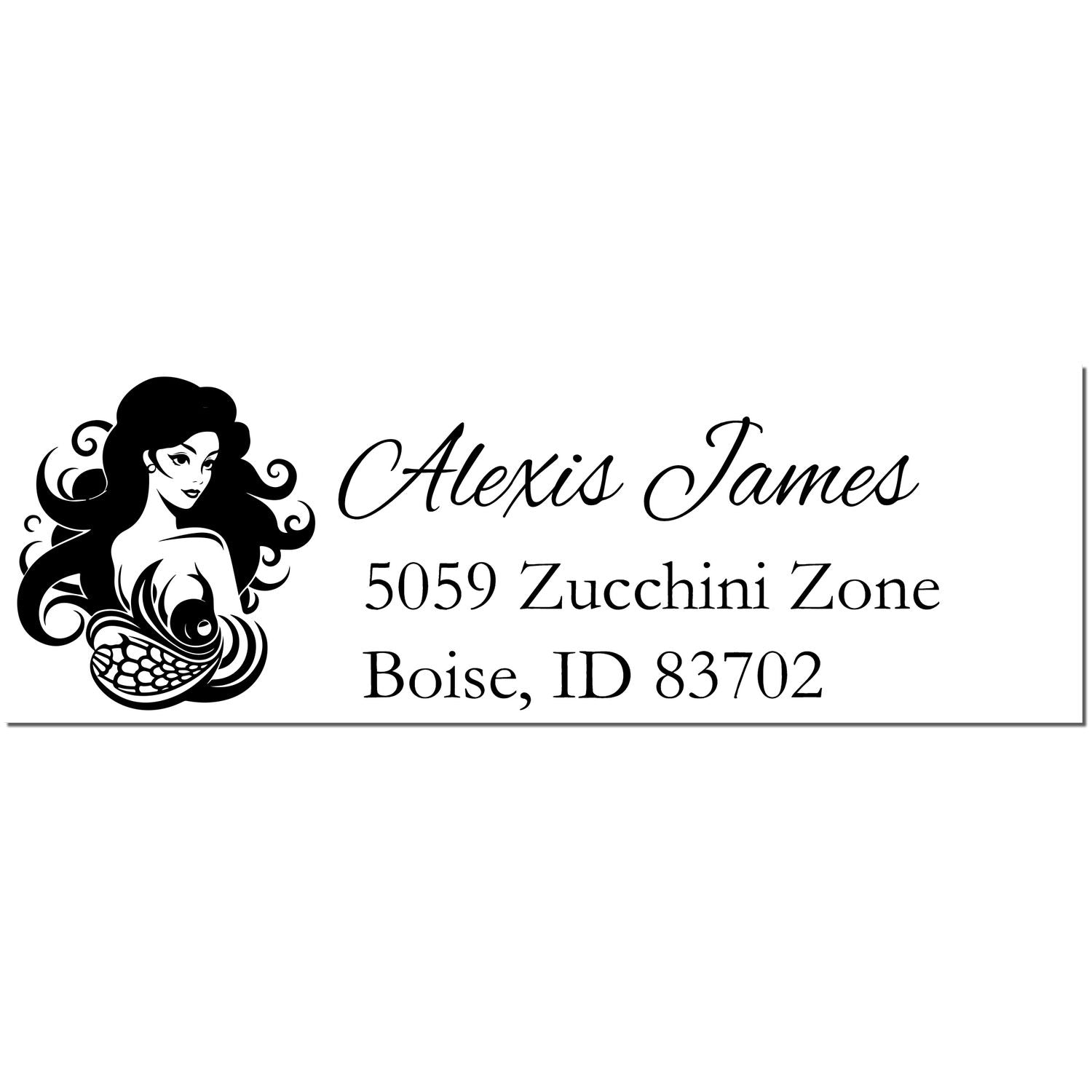 Pearl Princess Mermaid Custom Home Address Rubber Stamp