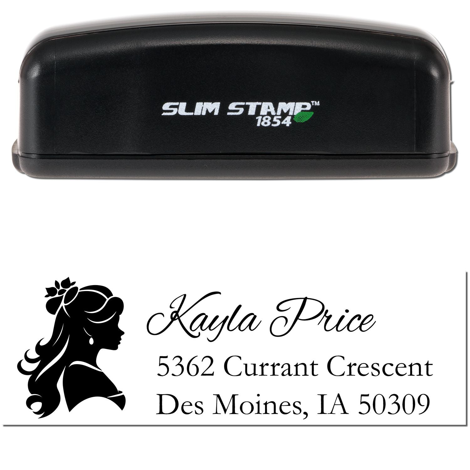 Slim Pre-Inked Serene Elara Princess Customized Address Return Stamp