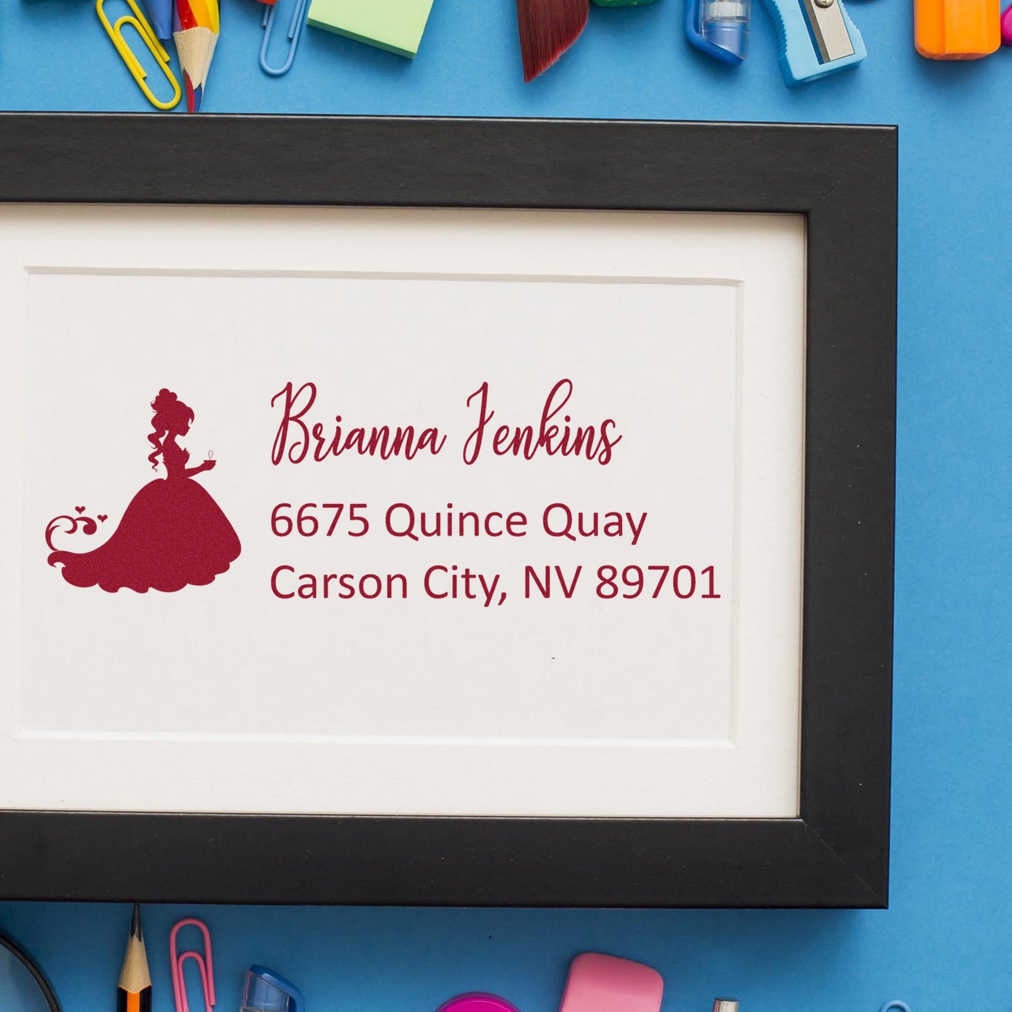 Luminous Lucinda Princess Customize Mailing Address Rubber Stamp