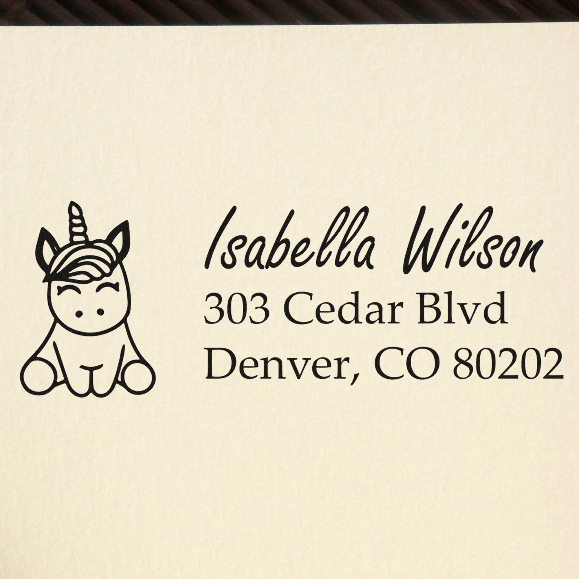 Shimmering Luminara Unicorn Customize Mail Address Rubber Stamp