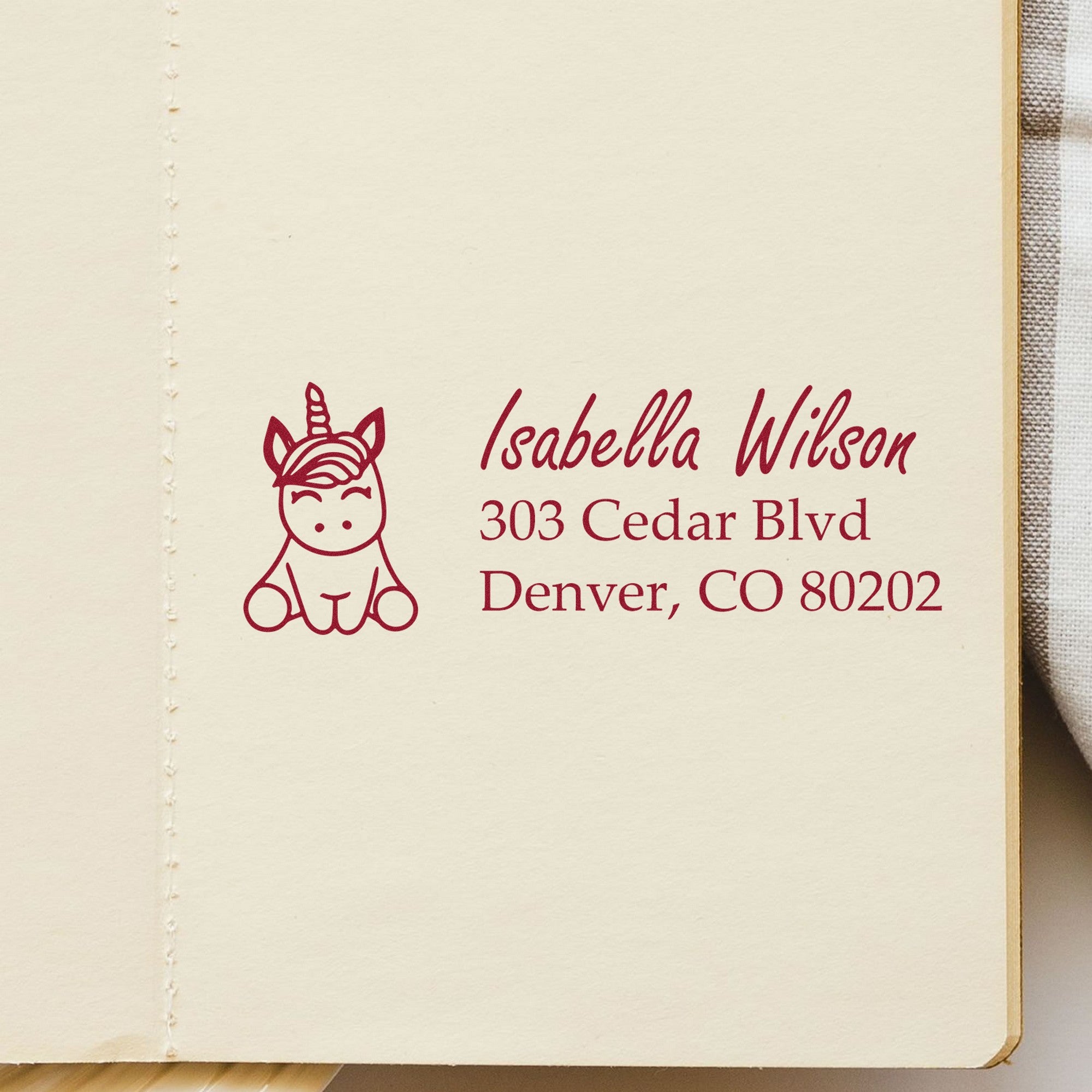 Shimmering Luminara Unicorn Customize Mail Address Rubber Stamp