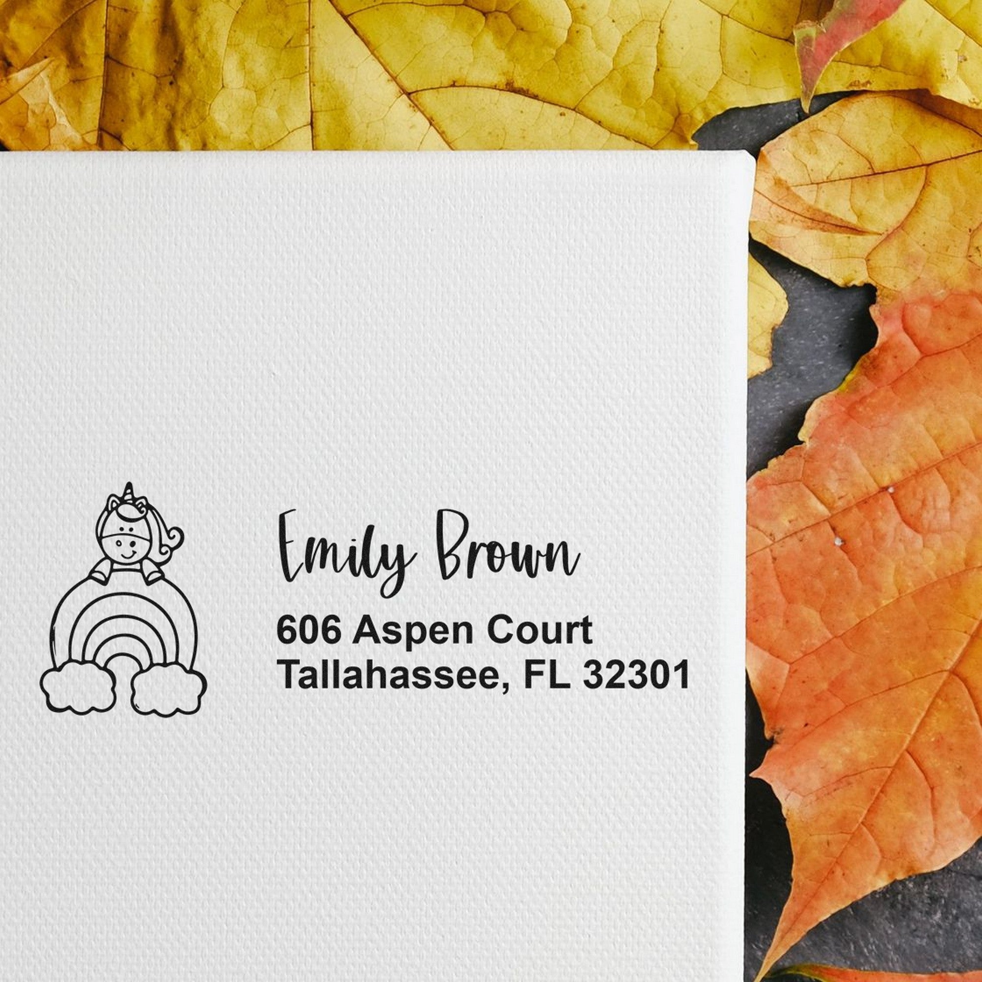 Whispering Elowyn Unicorn Customize Address Label Rubber Stamp