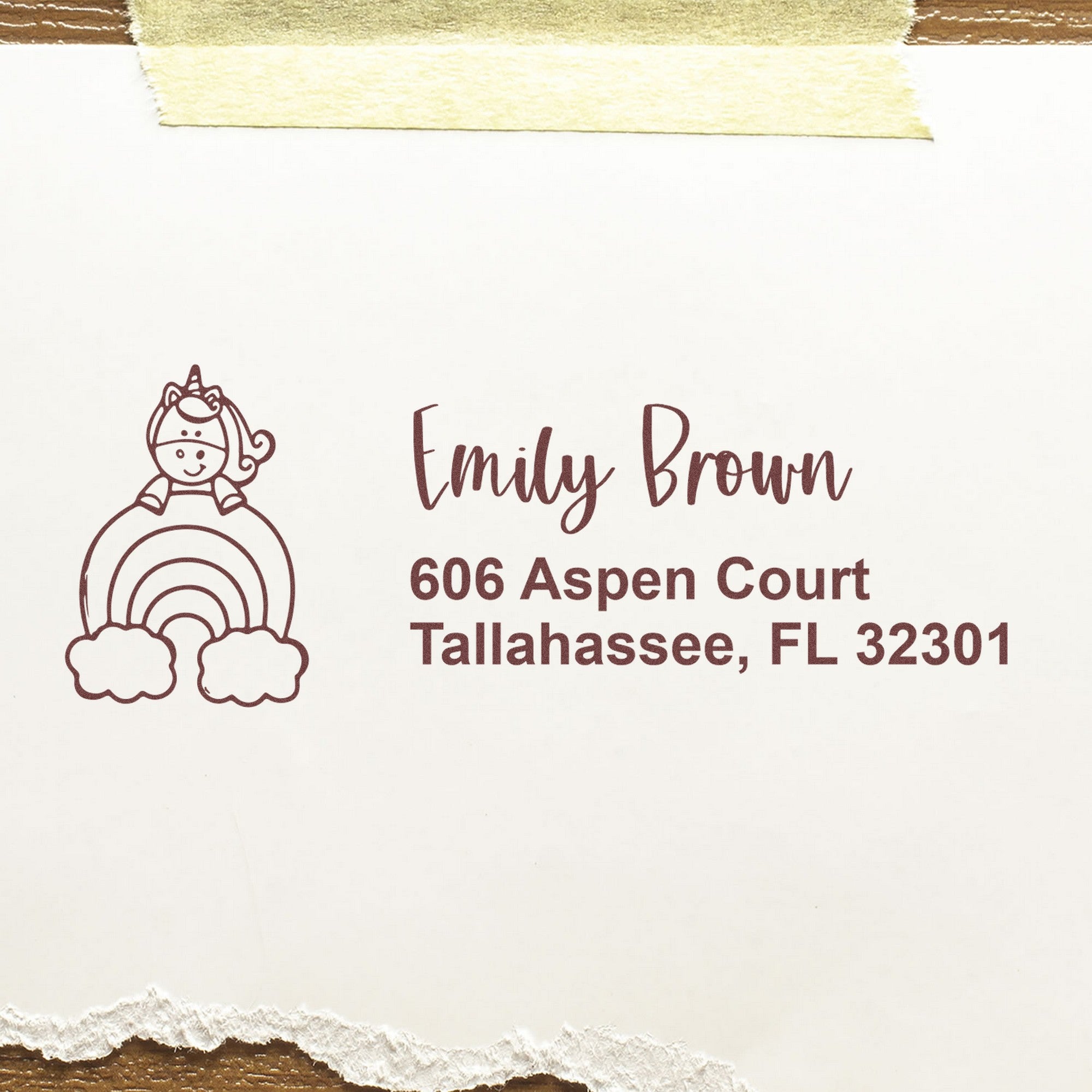 Whispering Elowyn Unicorn Customize Address Label Rubber Stamp