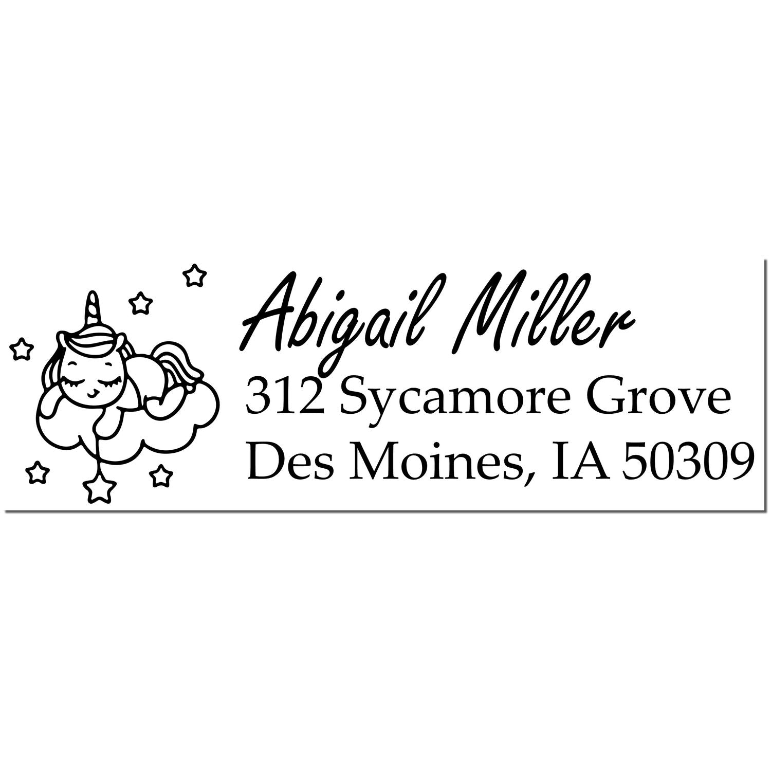 Opalescent Opalshine Unicorn Customizable Home Address Rubber Stamp