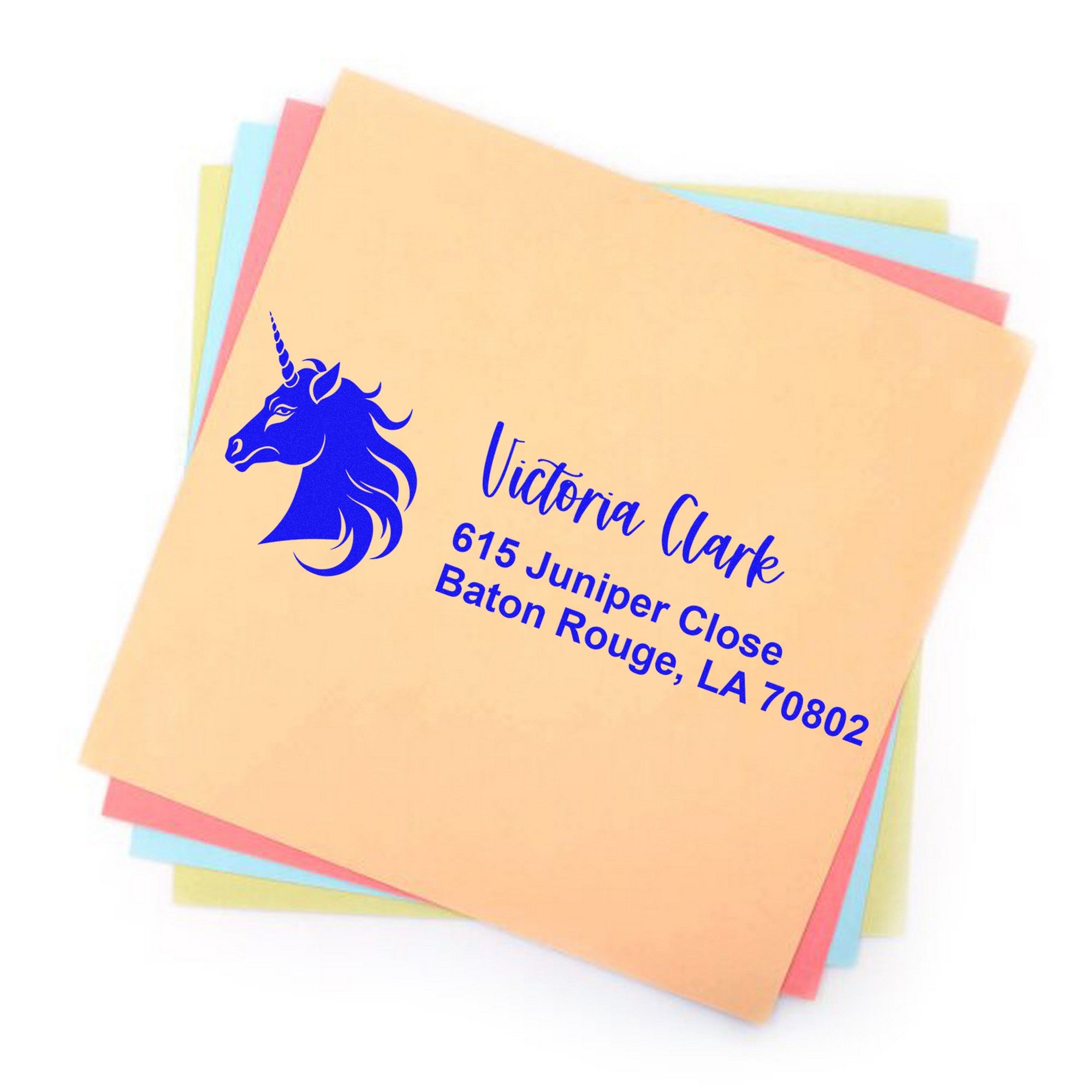 Radiant Radiantglow Unicorn Customizable Mail Address Rubber Stamp