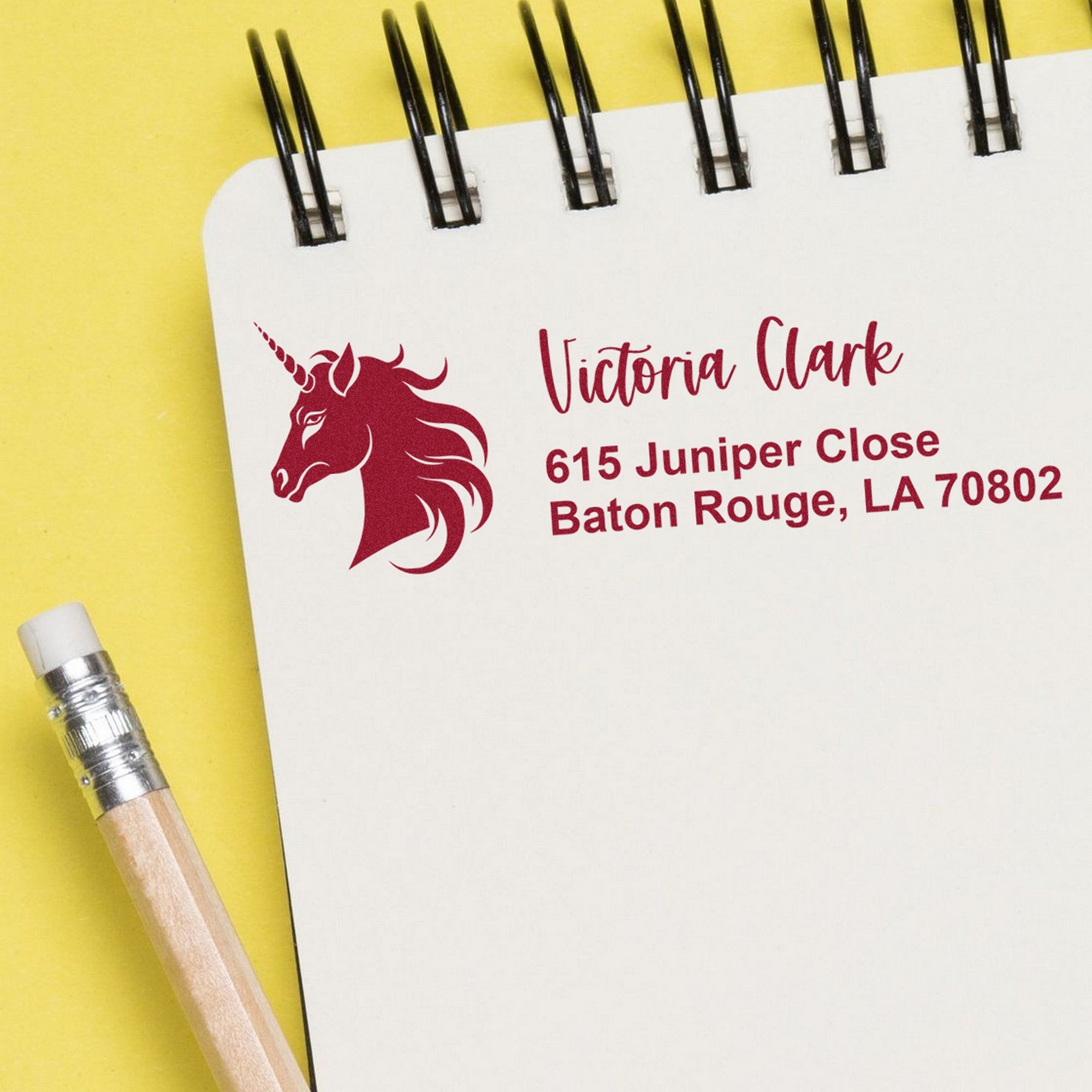 Radiant Radiantglow Unicorn Customizable Mail Address Rubber Stamp