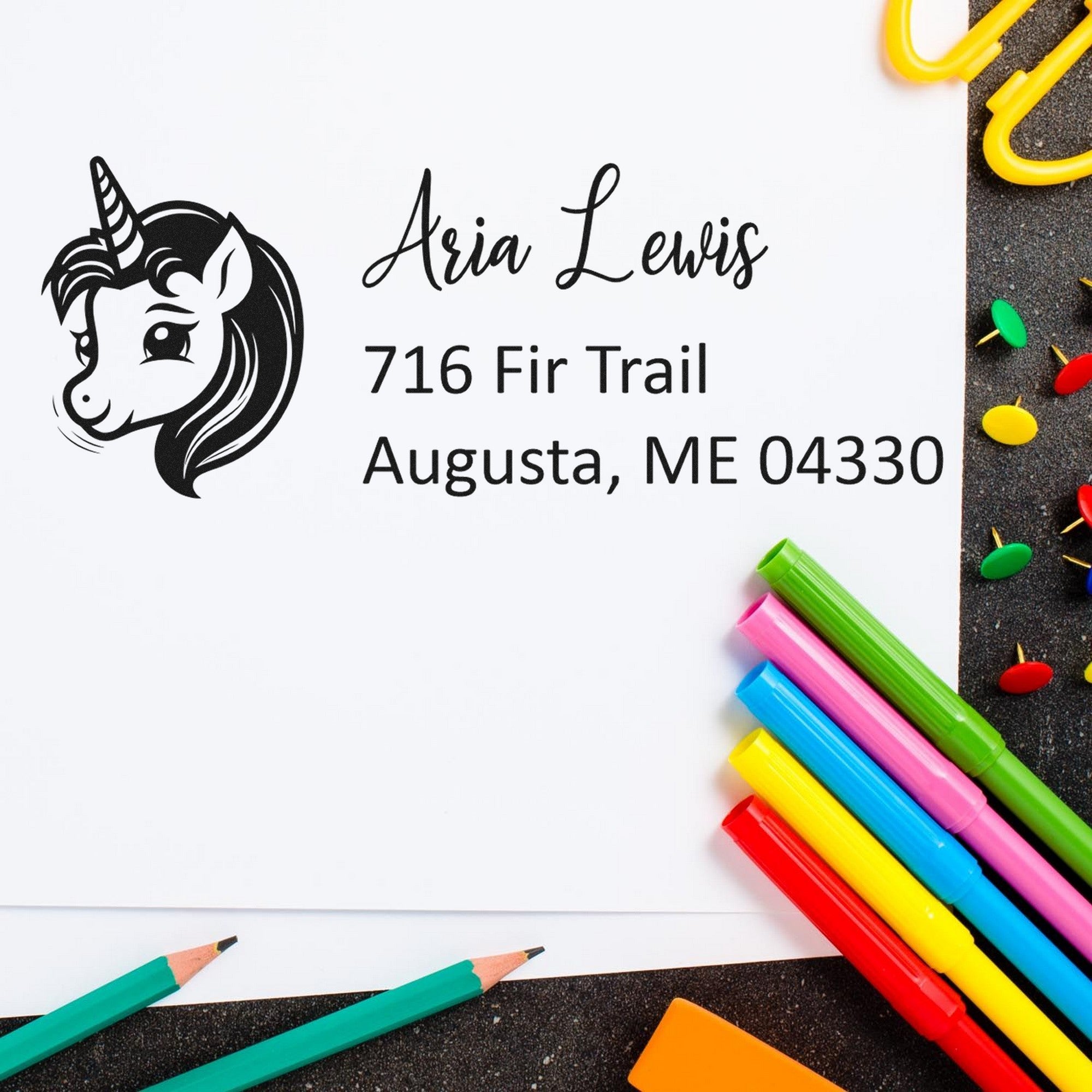 Self-Inking Heavenly Halocrest Magical Unicorn Customized Home Address For Envelopes Stamp