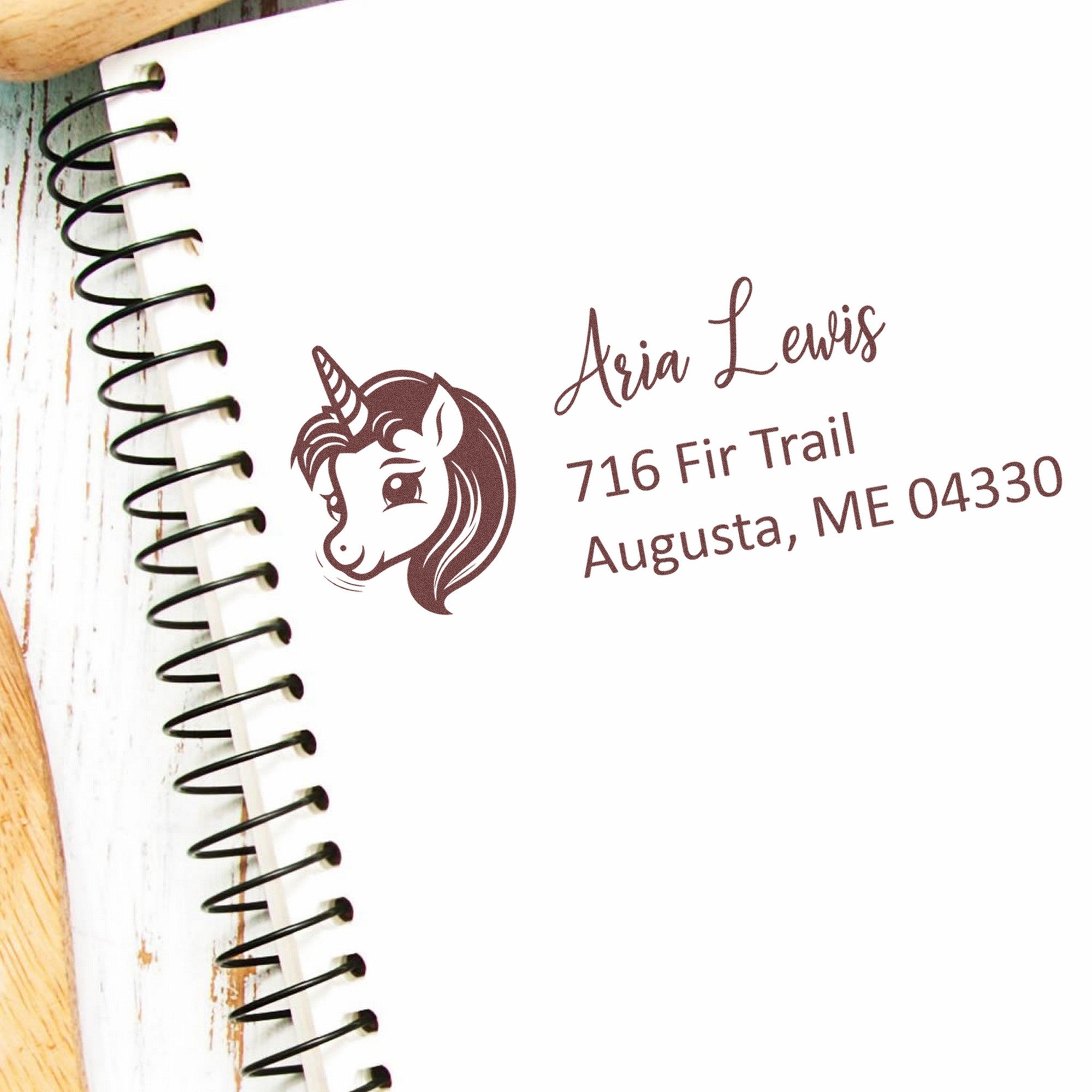 Heavenly Halocrest Unicorn Customizable New Address Rubber Stamp