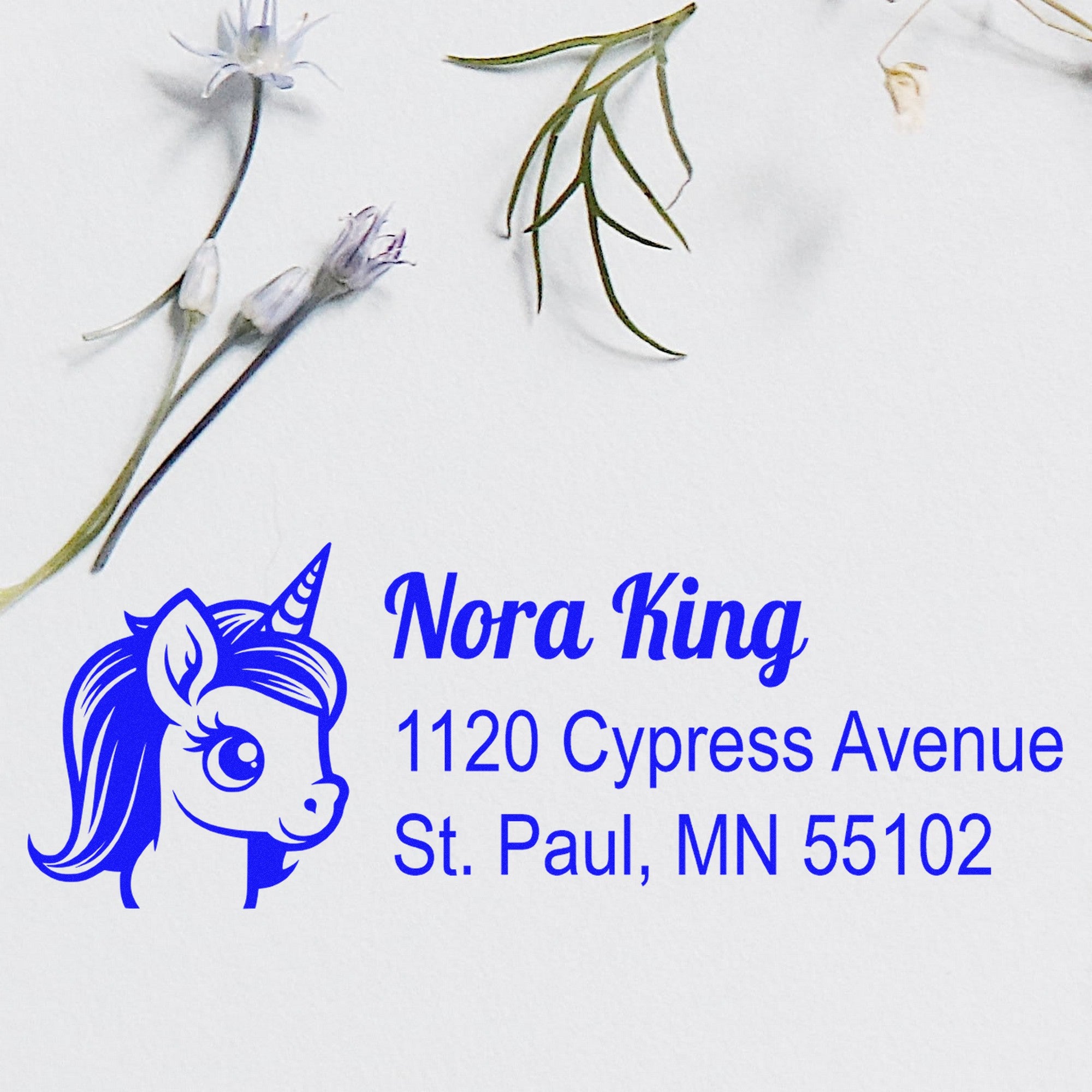 Sunlit Solarflare Unicorn Personalized Return Address Rubber Stamp