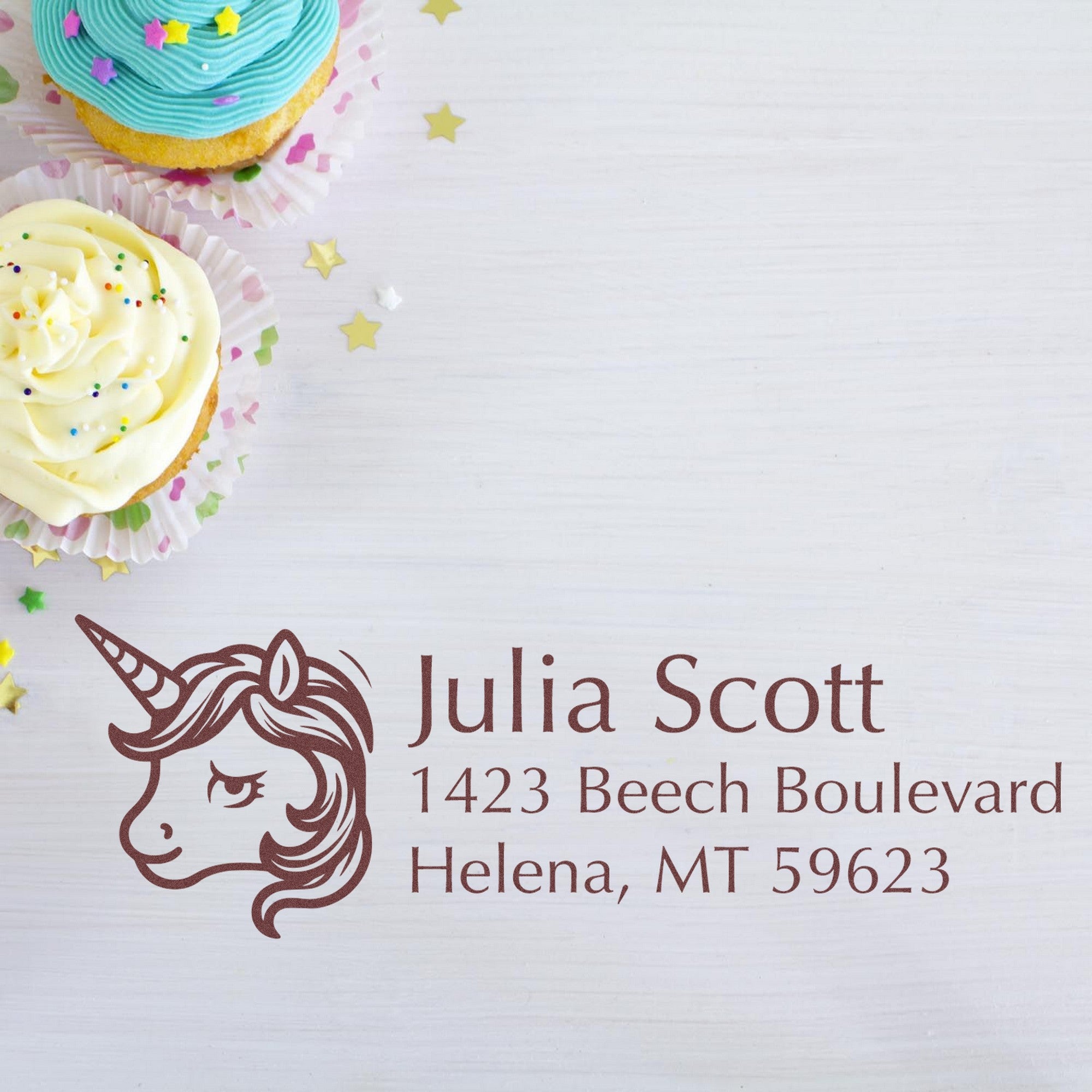 Roseate Roselush Unicorn Personalized Mail Rubber Stamp