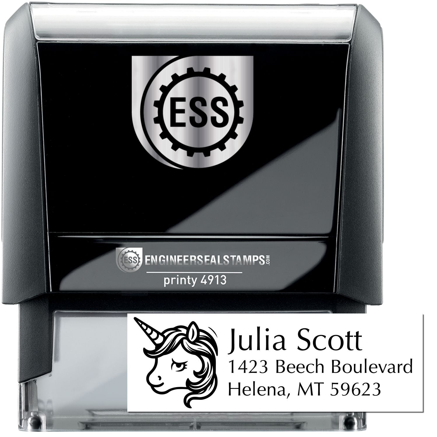 Self-Inking Roseate Roselush Magical Unicorn Handmade Home Address Stamp