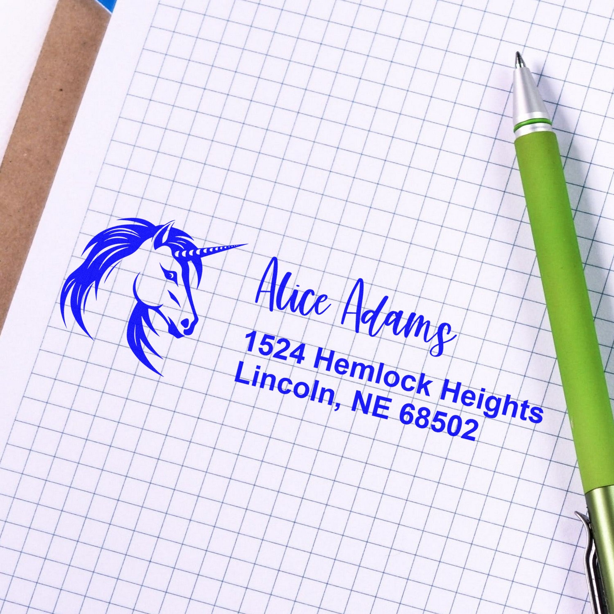 Azure Azureswirl Mythical Unicorn Personalized Mailing Address