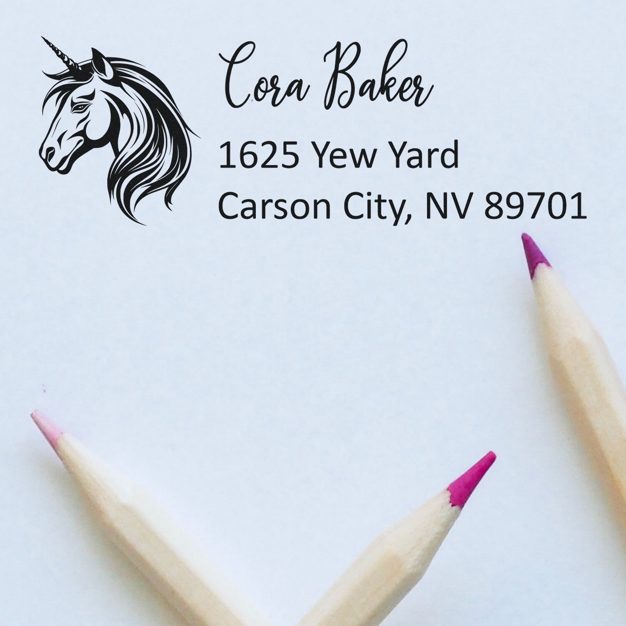 Self-Inking Emerald Emeraldglint Magical Unicorn Handmade Mailing Address Stamp