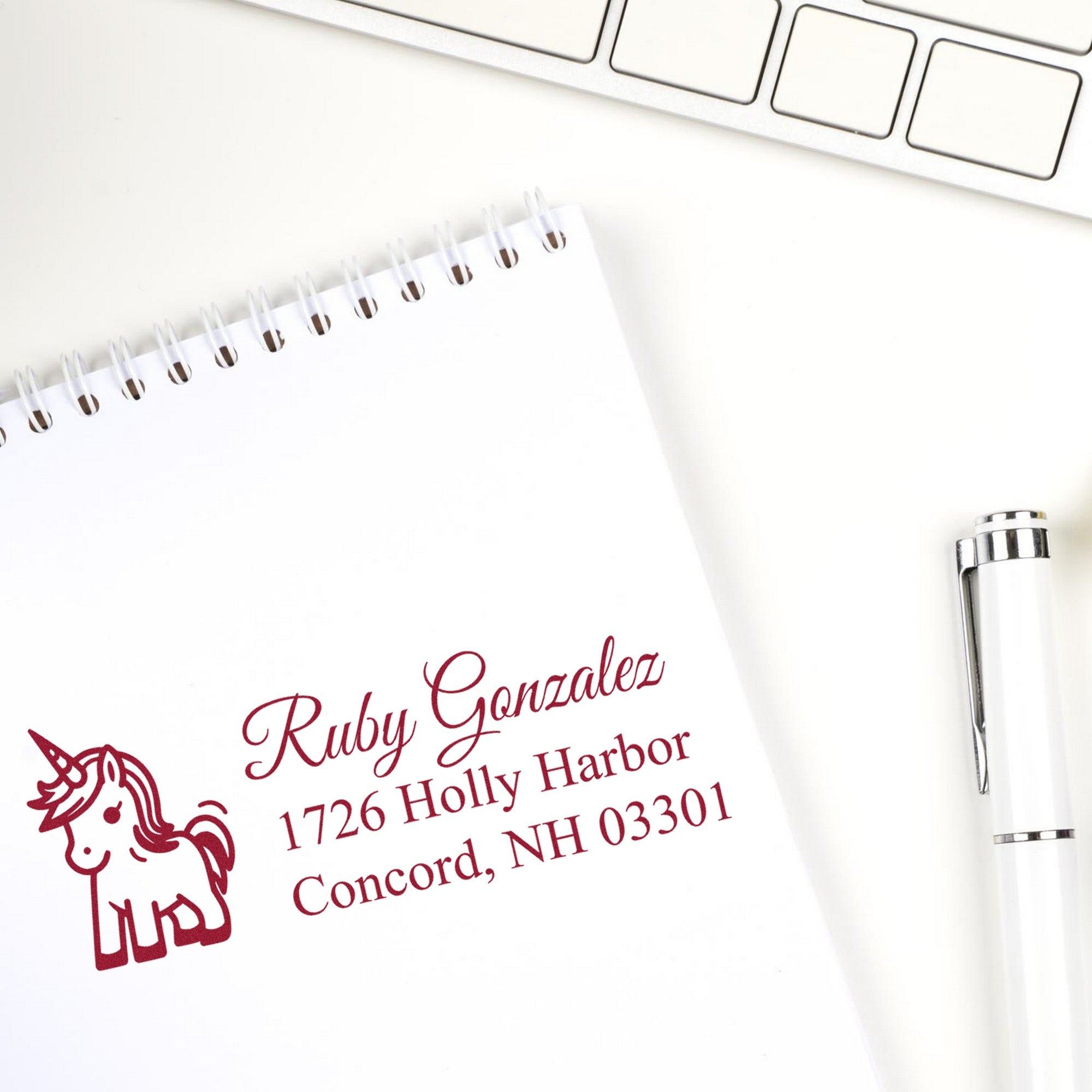 Frosty Frostmane Unicorn Personalized Mailing Address Rubber Stamp