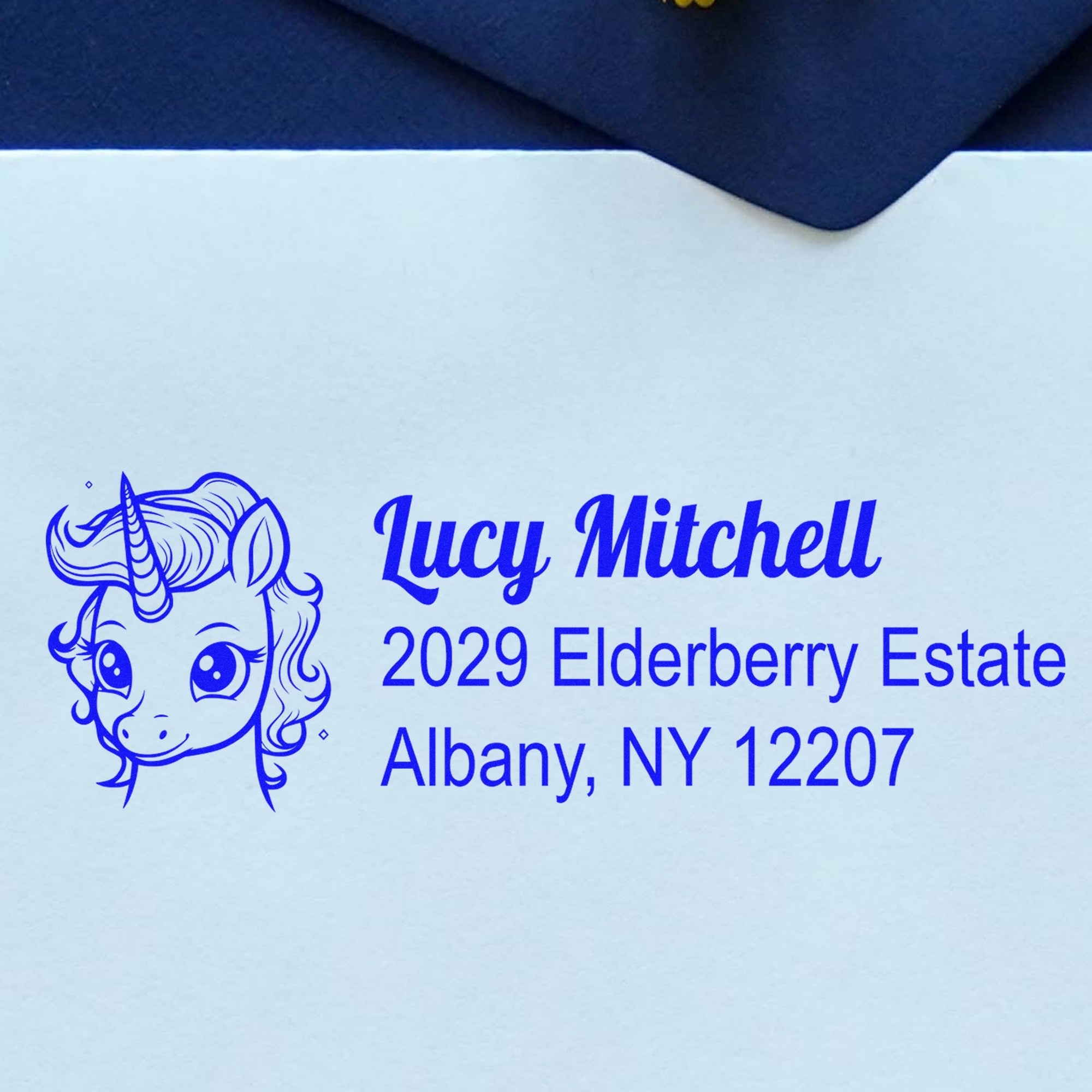 Self-Inking Golden Goldengleam Magical Unicorn Handmade Address Label Stamp