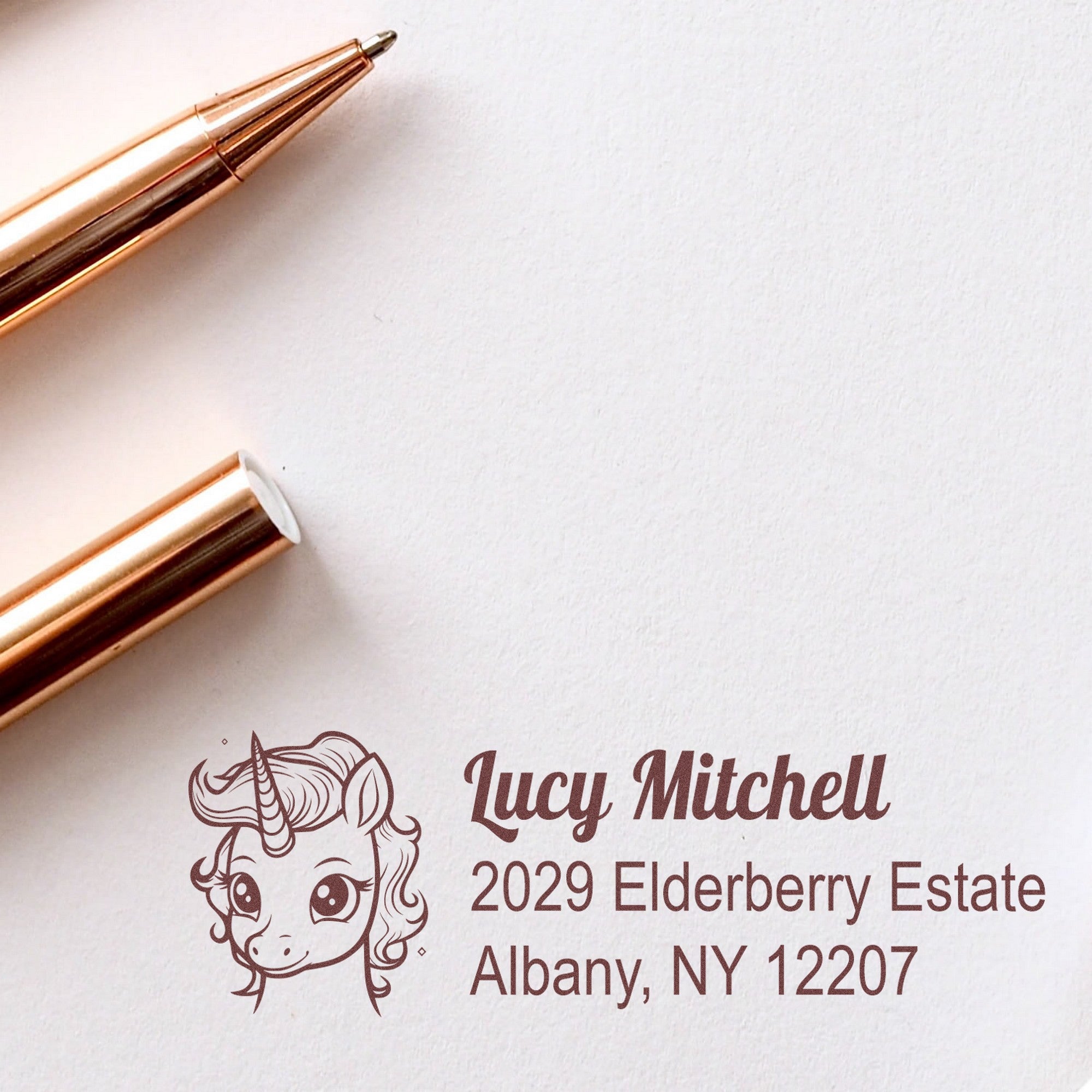 Golden Goldengleam Unicorn Personalized Home Address For Envelopes Rubber Stamp