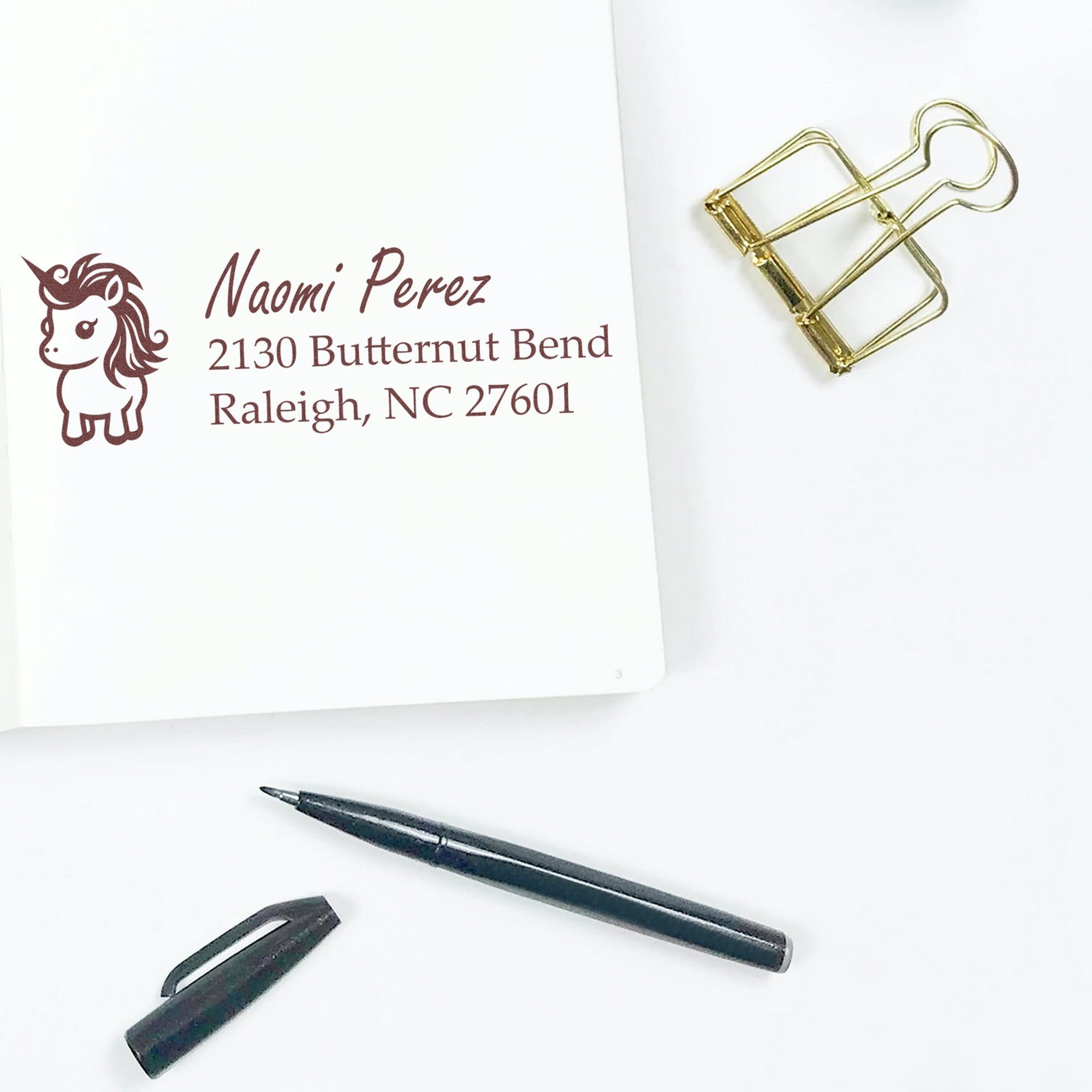 Self-Inking Pearl Pearldream Magical Unicorn Customize Address Stamp