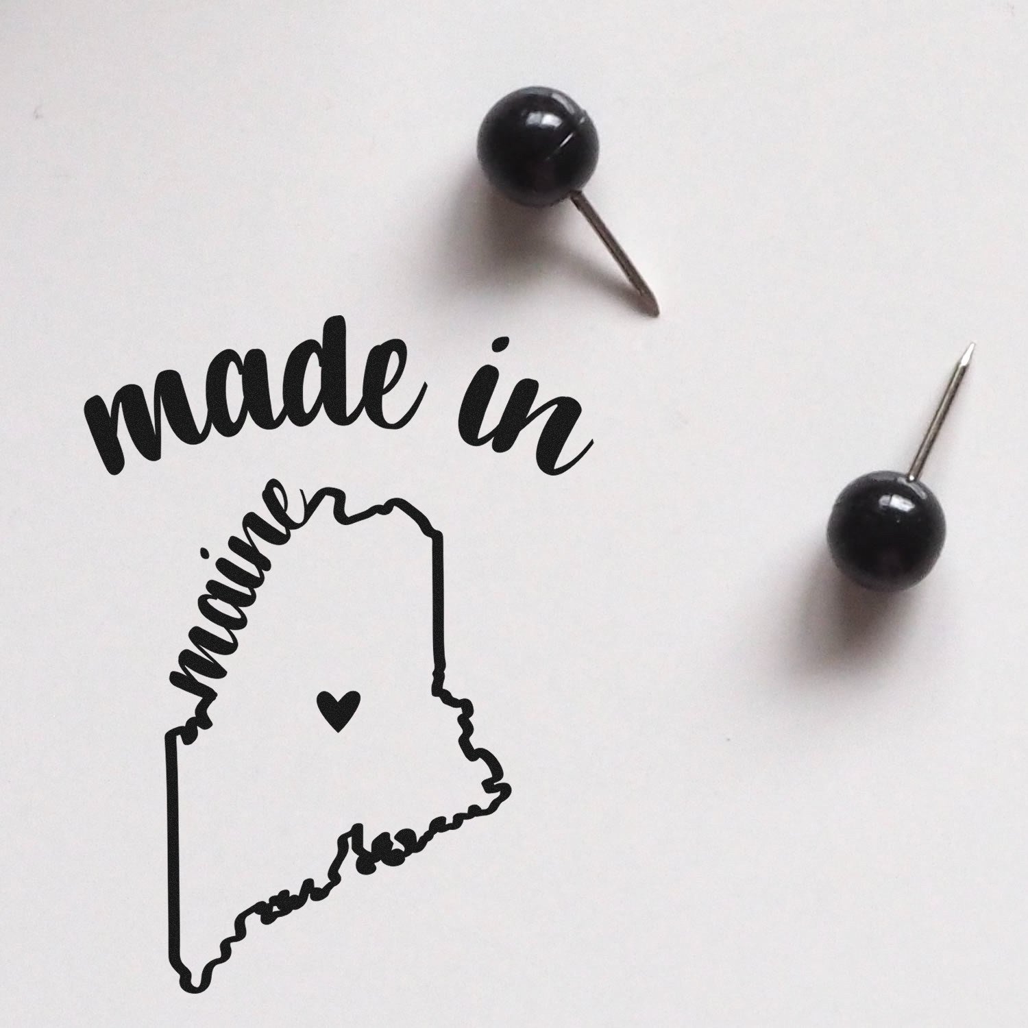 Self-Inking Handmade with Love in Maine Stamp featuring a made in Maine design with a heart, perfect for crafts and gifts.