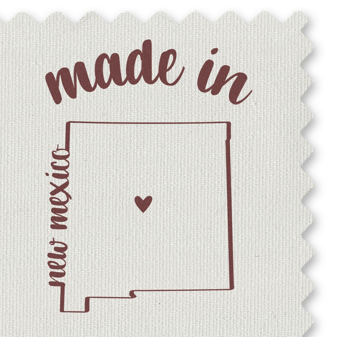 Made in New Mexico Stamp Pre-Inked featuring a heart inside the state outline with 'made in' text above on a textured background.