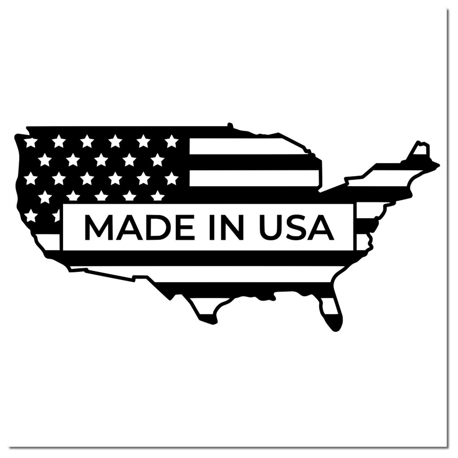 Wood Handle Patriotic USA Seal Rubber Stamp featuring a black and white map design with Made in USA text, perfect for adding a patriotic touch to crafts and documents.