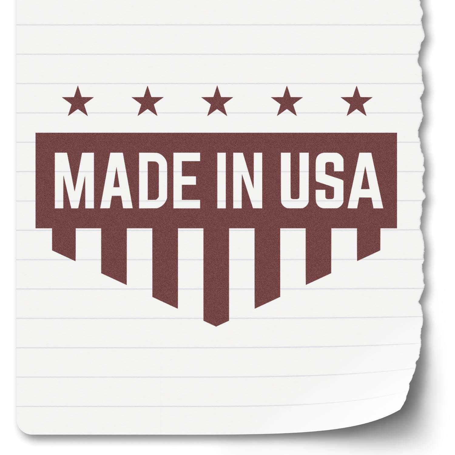 Self-Inking Patriotic Quality Seal Stamp featuring Made in USA text with stars, designed for easy stamping on documents. Perfect for showcasing American-made products.