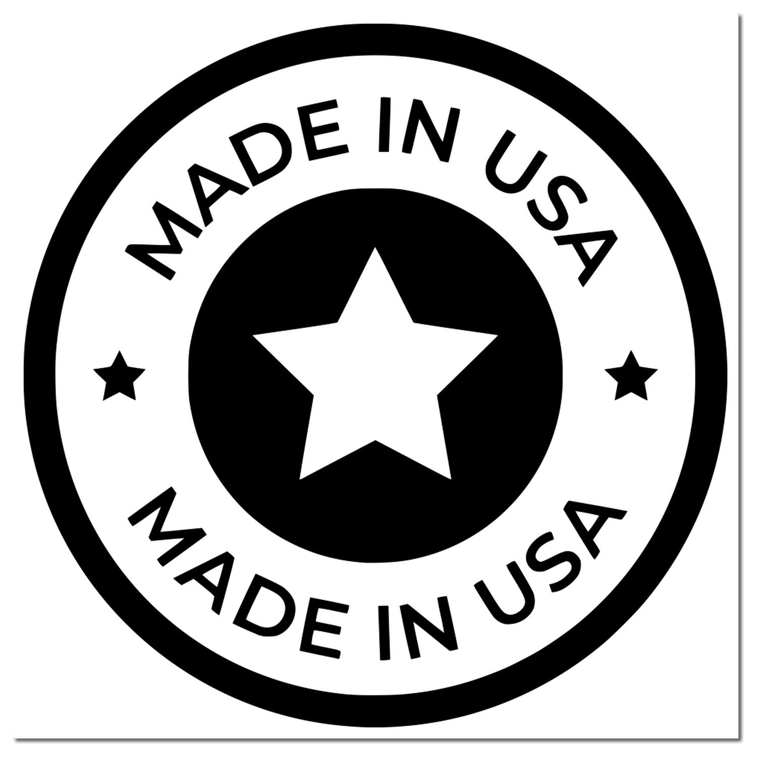 Wood Handle Our Country Craftsmanship Seal Rubber Stamp featuring a bold 'Made in USA' design with a central star and circular border, perfect for adding a patriotic touch to projects.