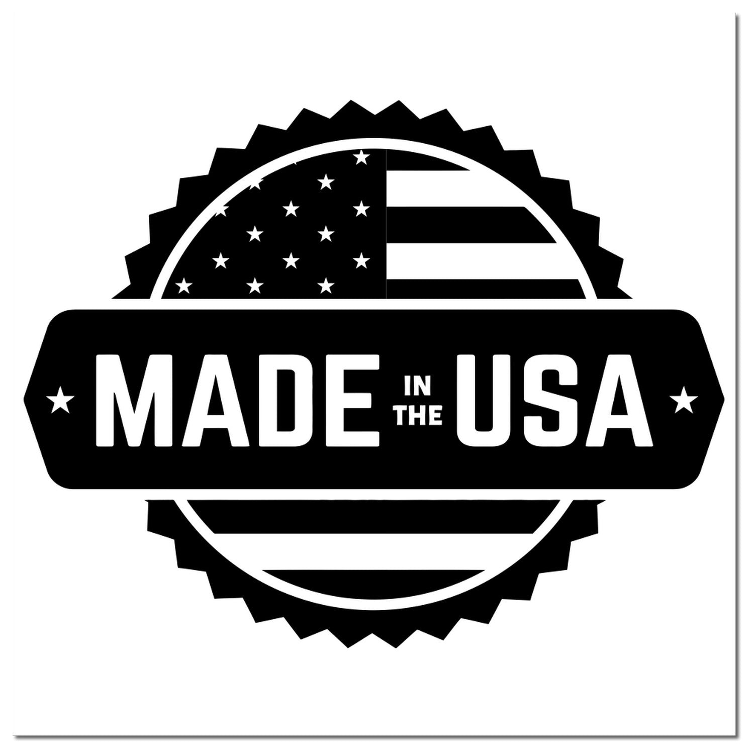 Wood Handle American Craftsmanship Seal Rubber Stamp featuring a 'Made in the USA' design with stars and stripes, showcasing quality and authenticity.