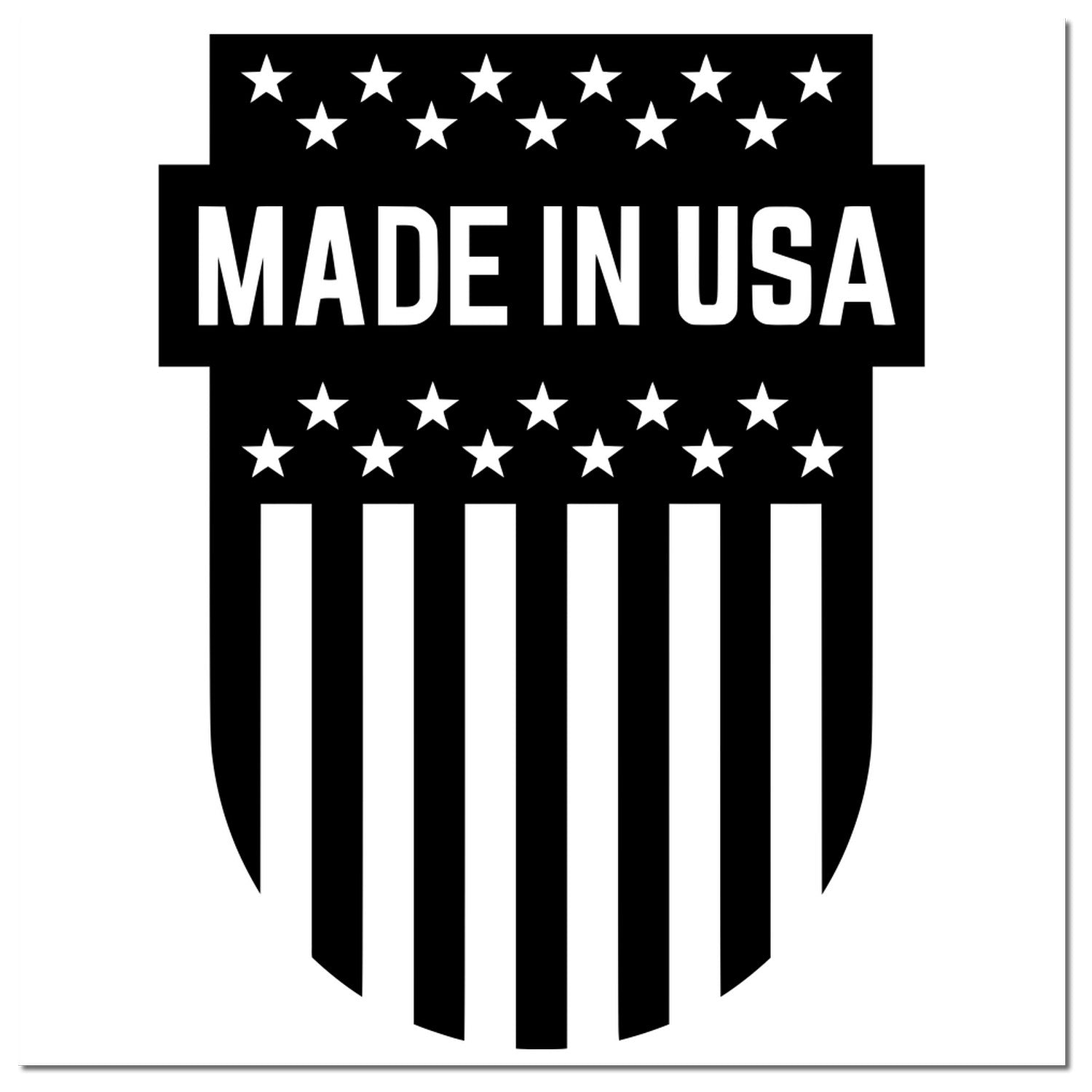 Self-Inking Patriotic Emblem Stamp featuring a bold Made in USA design with stars and stripes, perfect for adding a patriotic touch to documents and crafts.