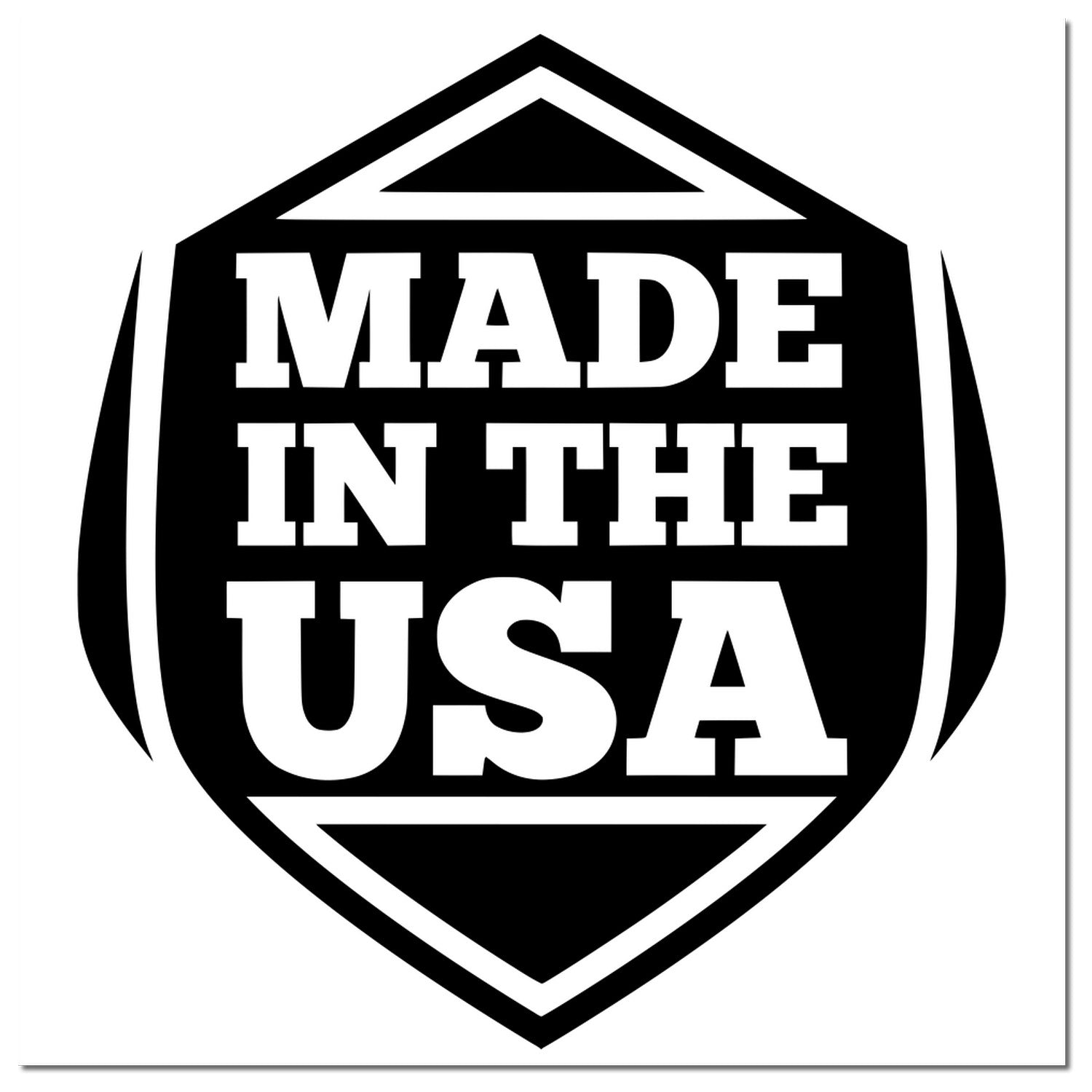 Self-Inking American Pride Seal Stamp with 'Made in the USA' design in bold white letters on a black shield background.