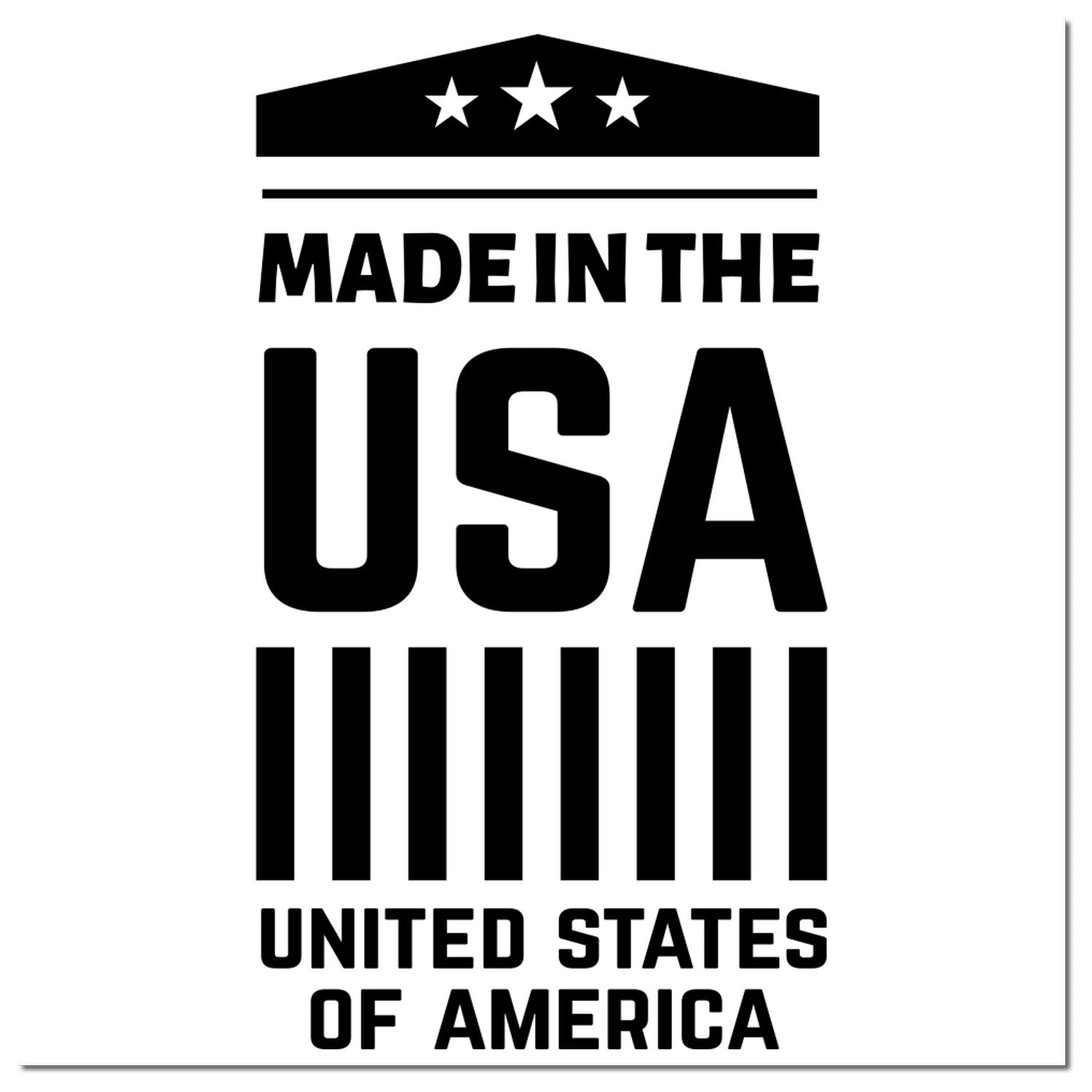 Self-Inking American Pride Emblem Stamp featuring 'Made in the USA' design with stars and stripes. Perfect for patriotic branding and crafts.