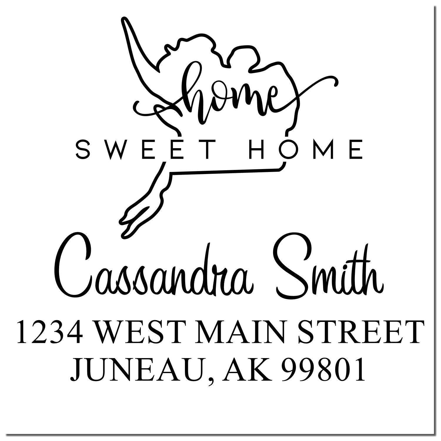 Self-Inking Home Sweet Home Alaska Personalized Mailing Stamp