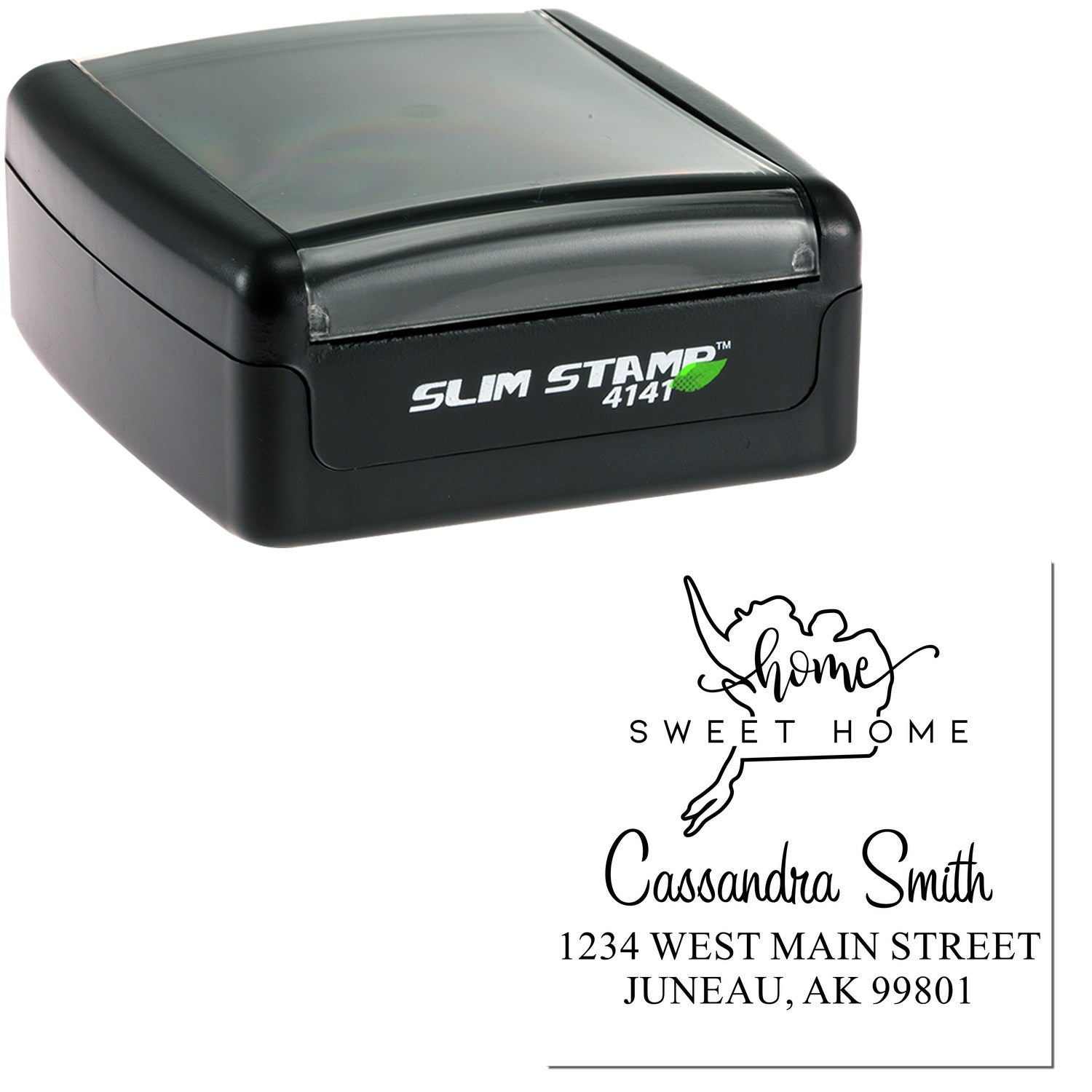 Slim Home Sweet Home Alaska Personalized Mailing Address Stamper