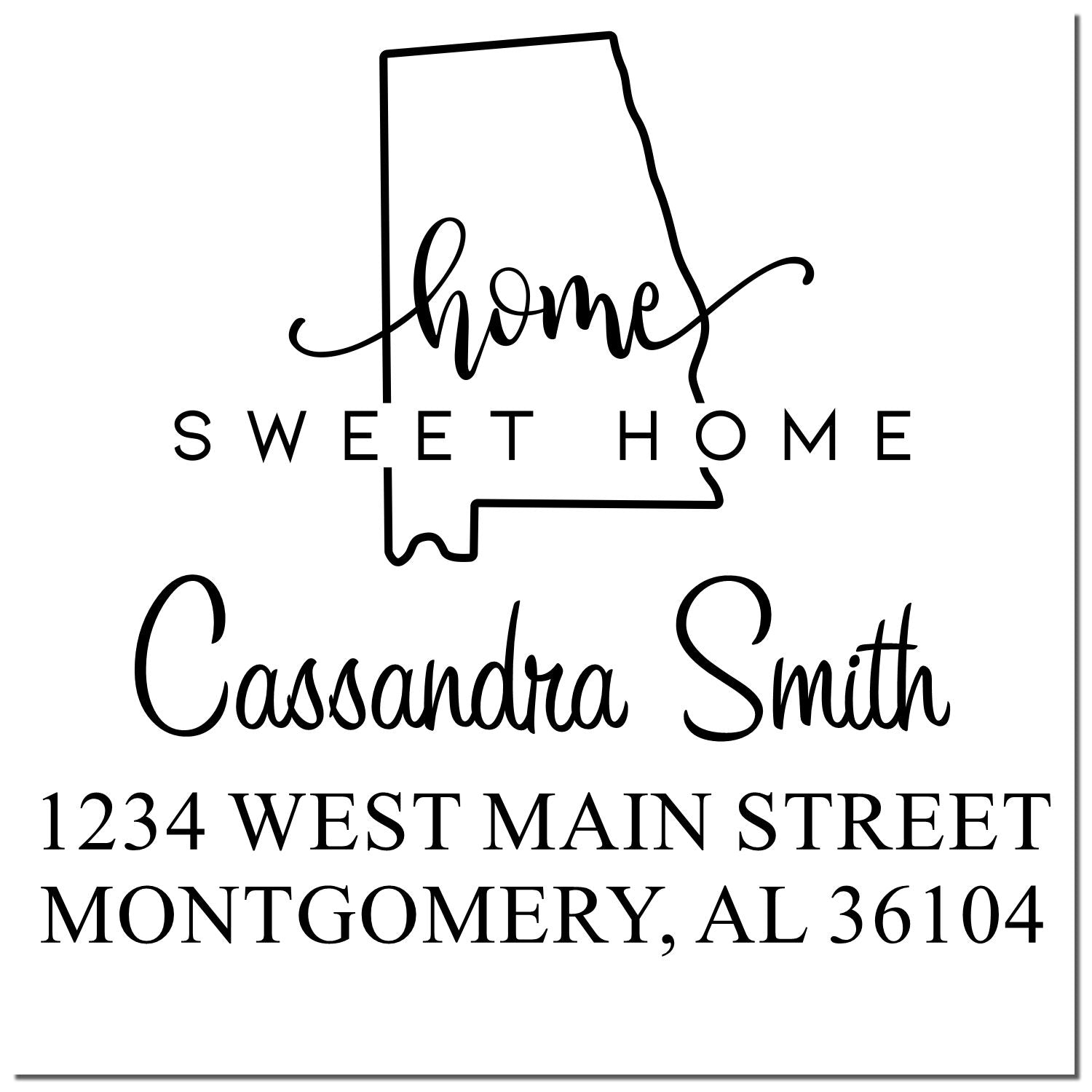 Wood Handle Home Sweet Home Alabama Personalized Address Stamp