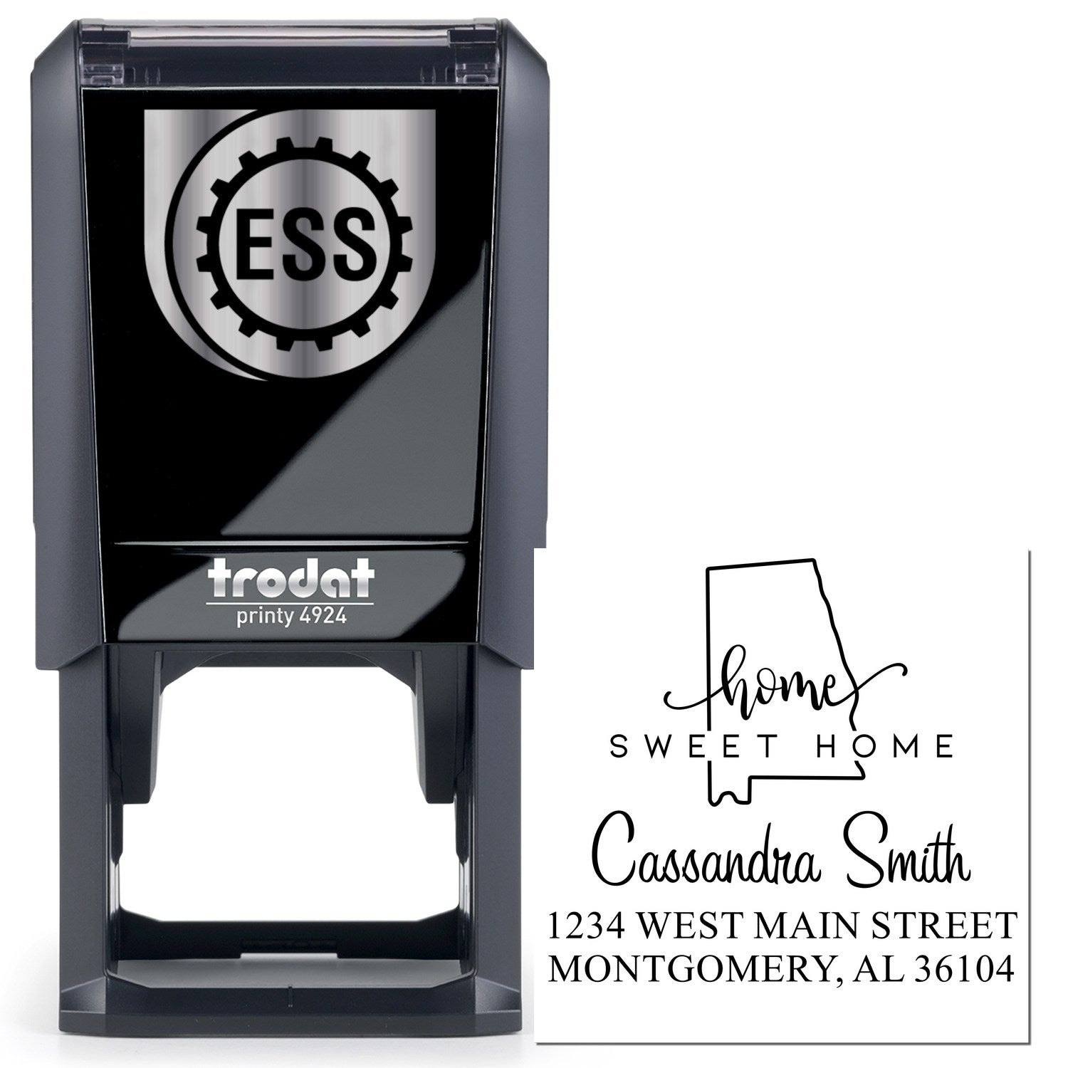 Self-Inking Home Sweet Home Alabama Personalized Name and Address Rubber Stamp