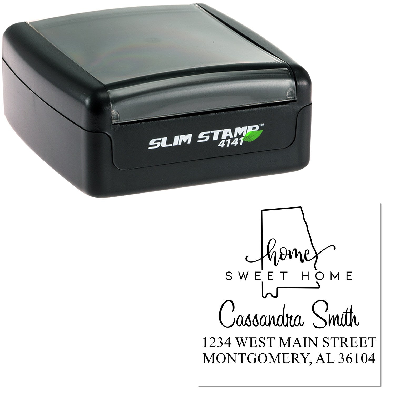 Slim Home Sweet Home Alabama Personalized Mailing Address Stamp