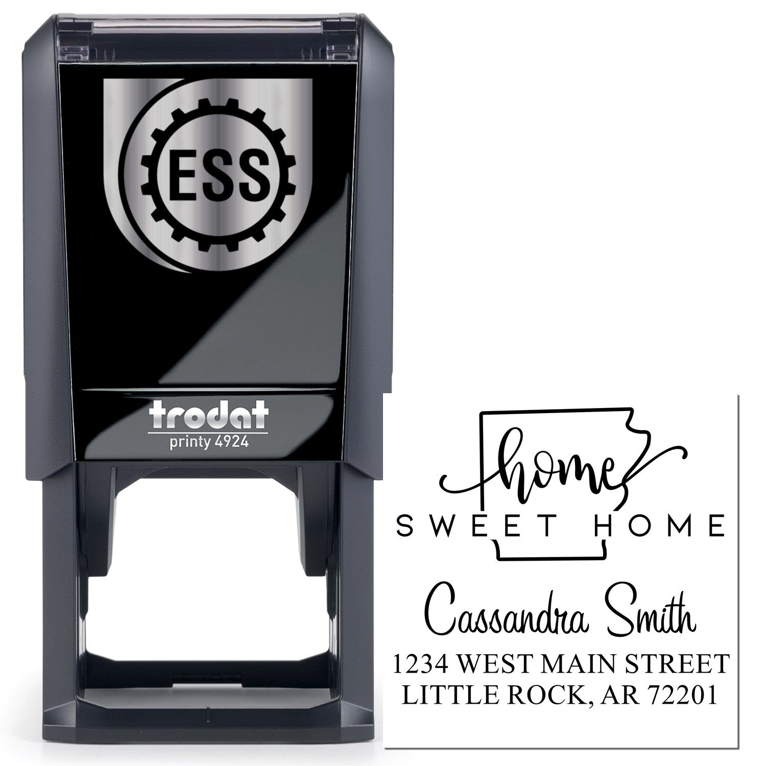 Self-Inking Home Sweet Home Arkansas Personalized Mailing Rubber Stamp