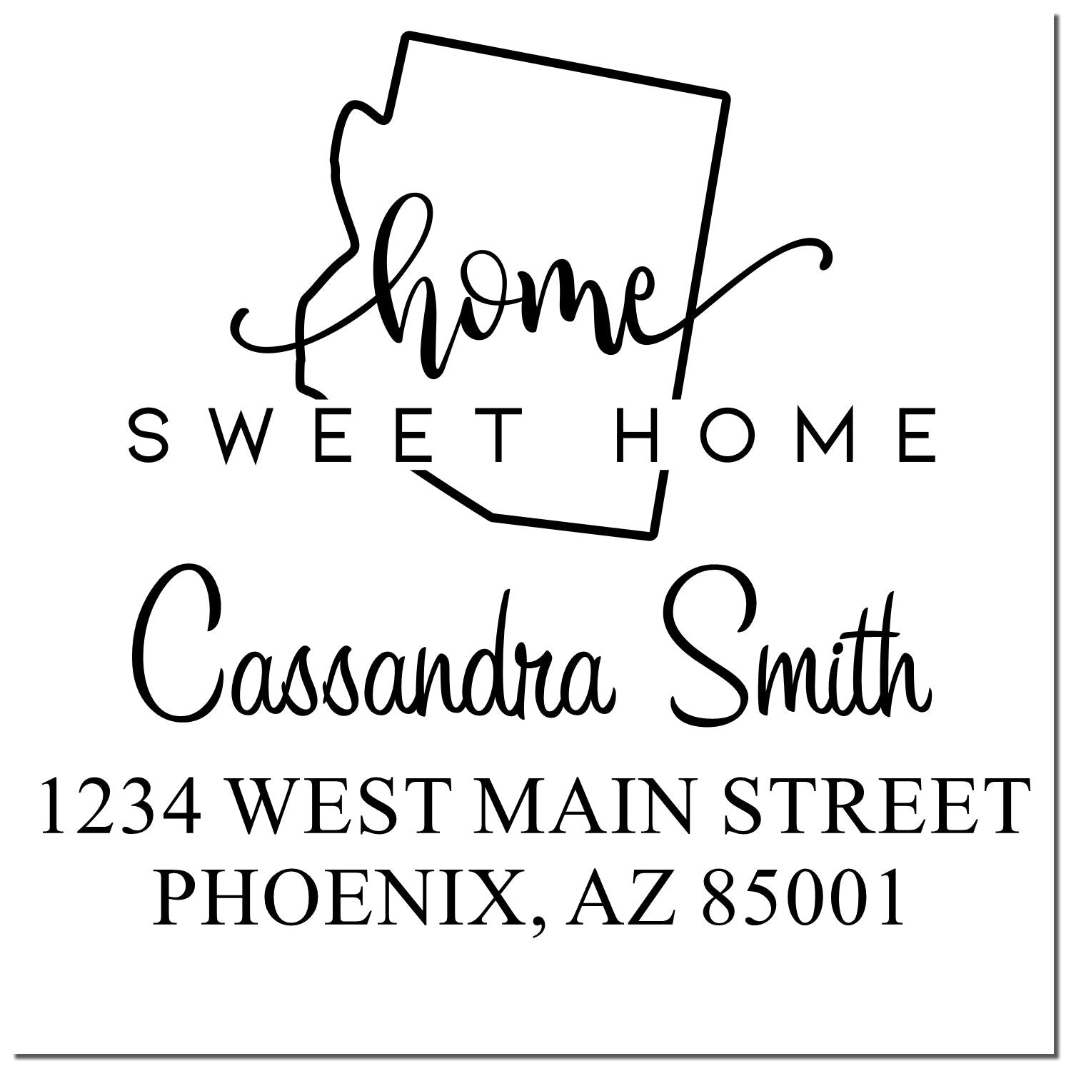 Slim Home Sweet Home Arizona Personalized Mailing Address Pre-Inked Stamp