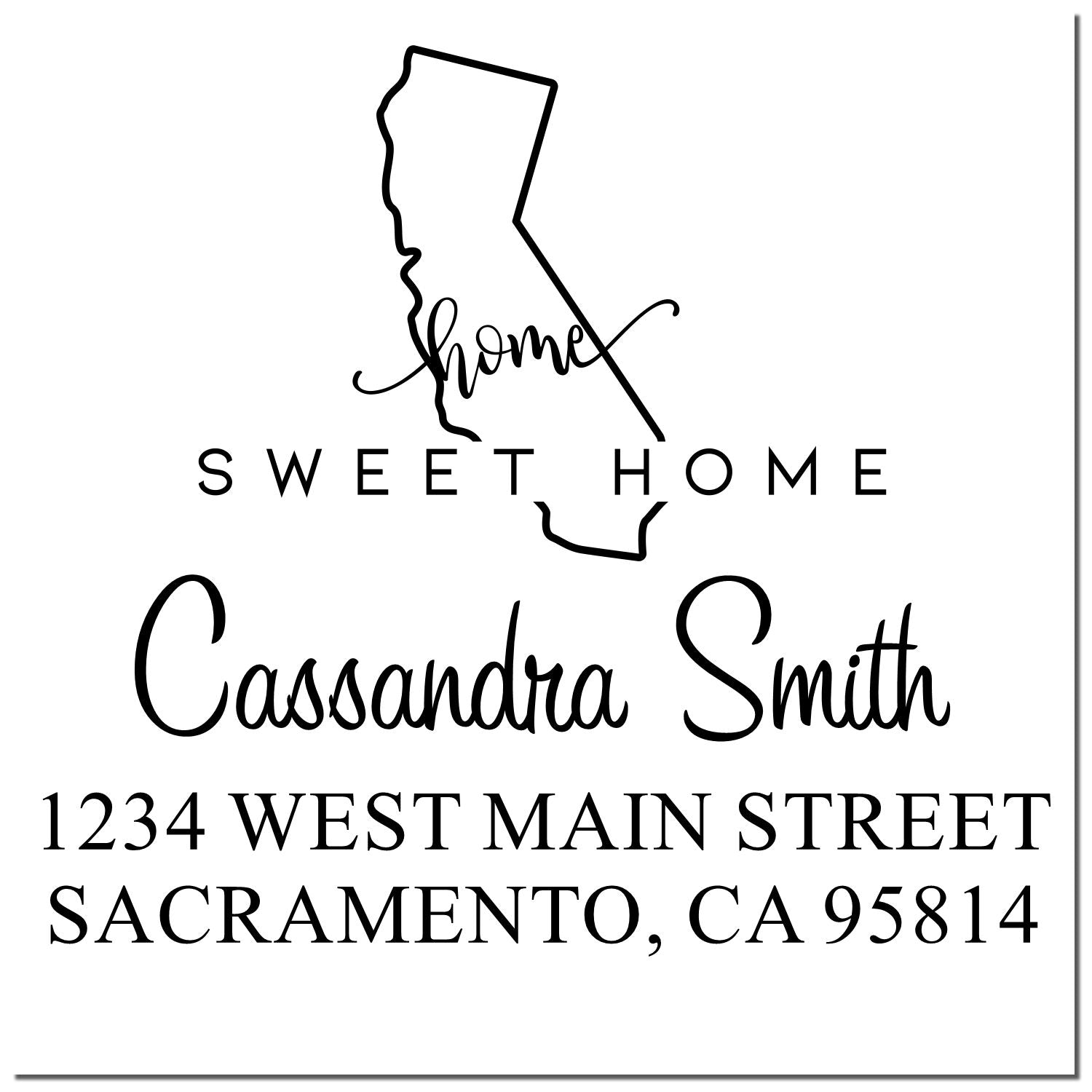 Self-Inking Home Sweet Home California Personalized Mail Stamp