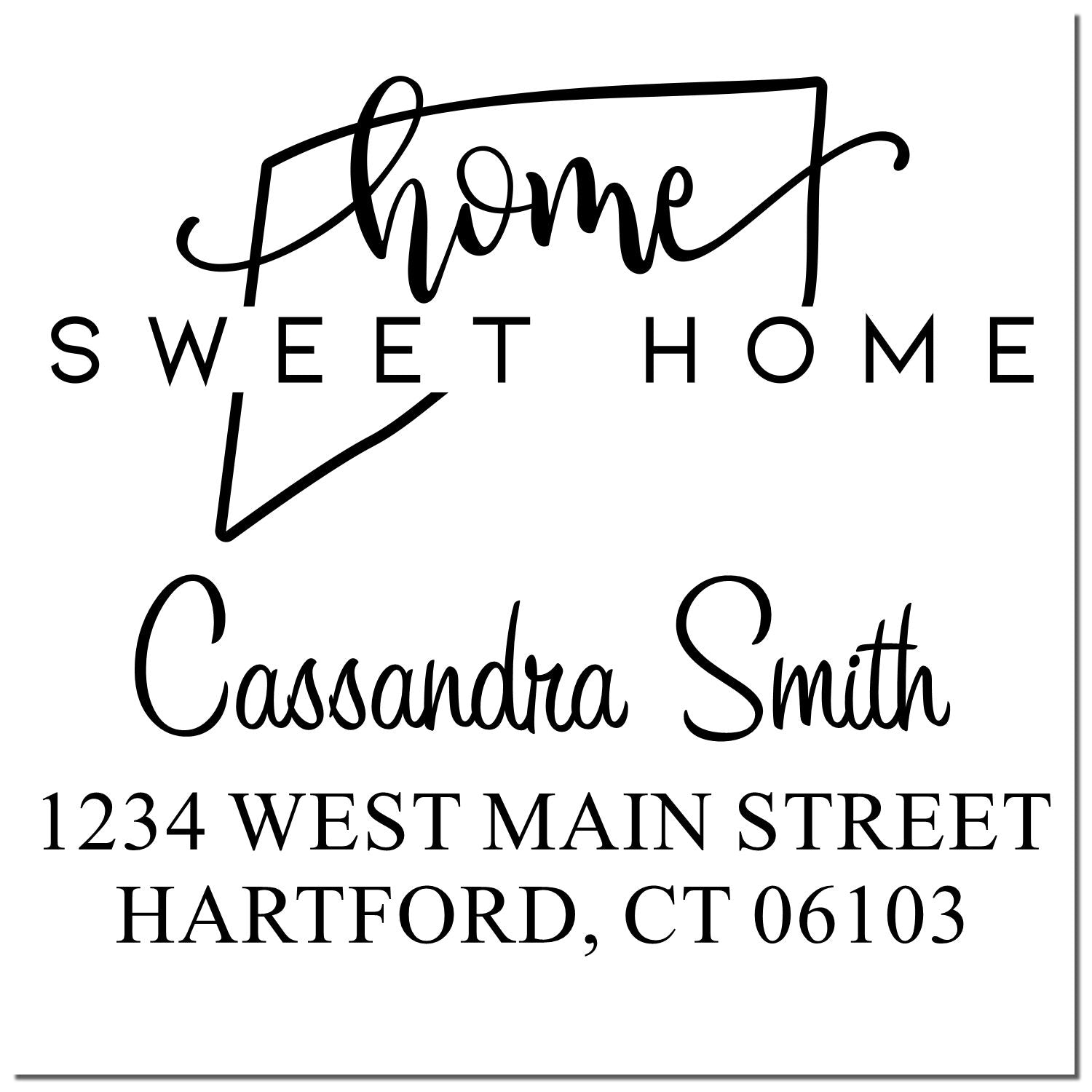 Wood Handle Home Sweet Home Connecticut Personalized Name and Address Stamp