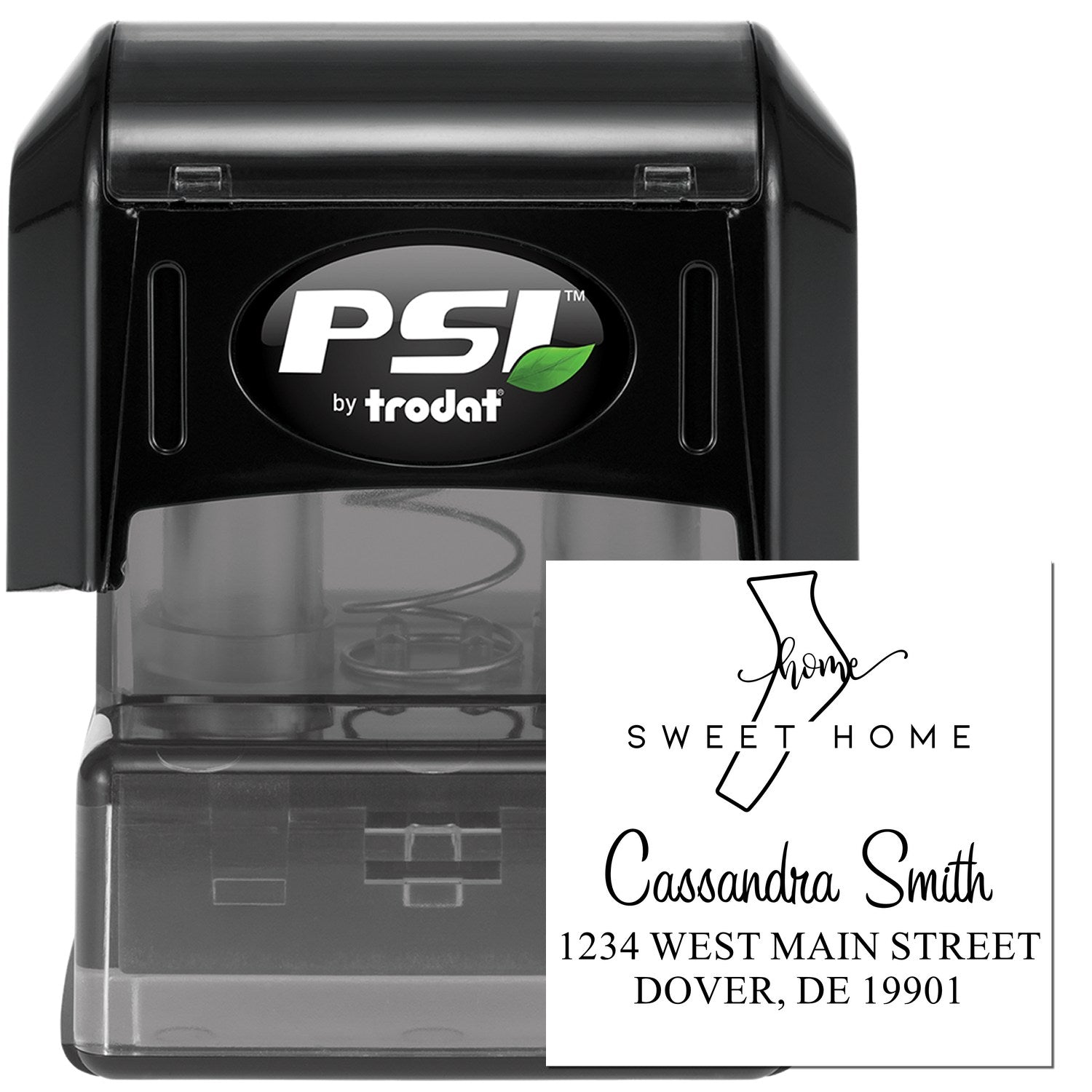 PSI Pre-Inked Home Sweet Home Delaware Personalized Address Return Rubber Stamp