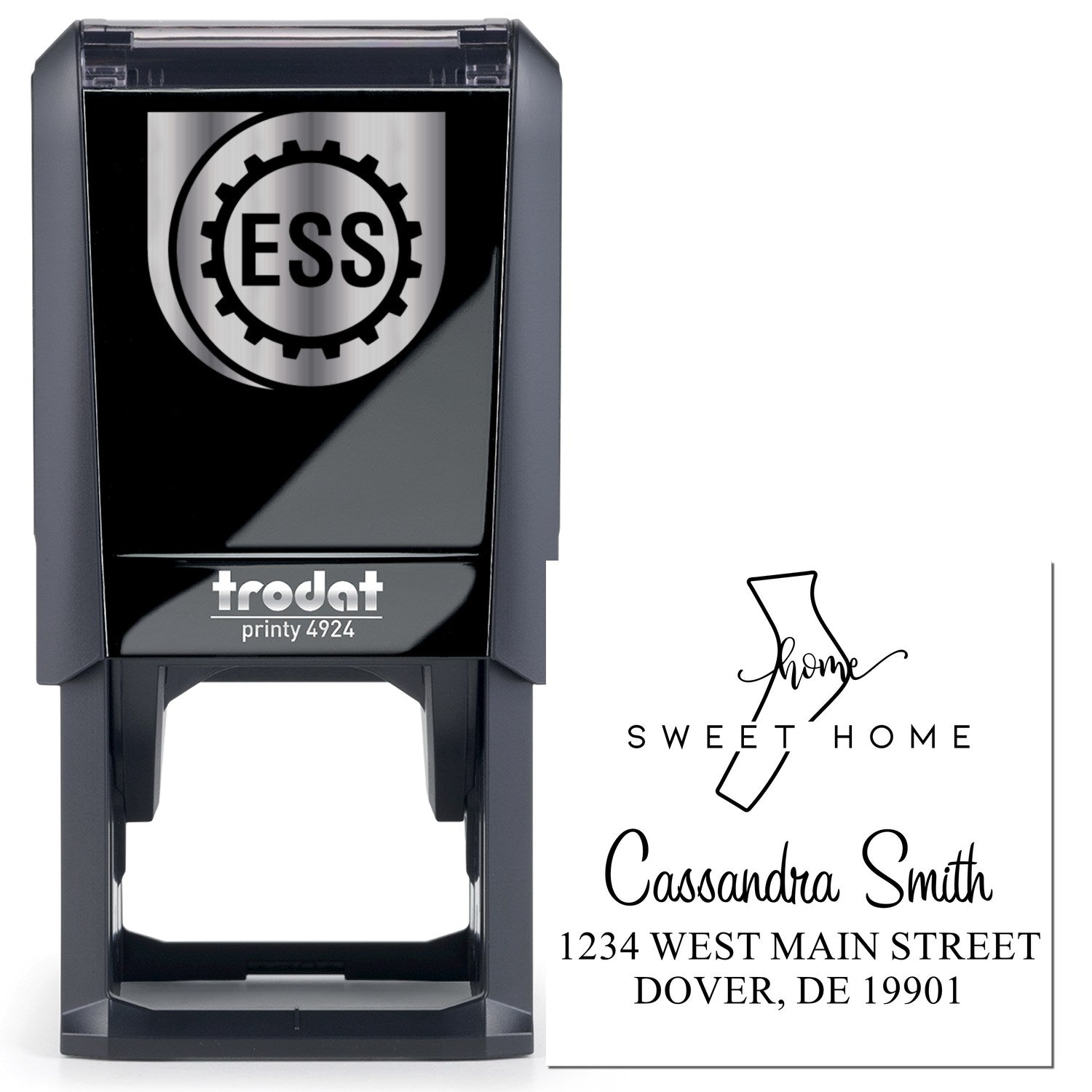 Self-Inking Home Sweet Home Delaware Personalized Home Address Stamp