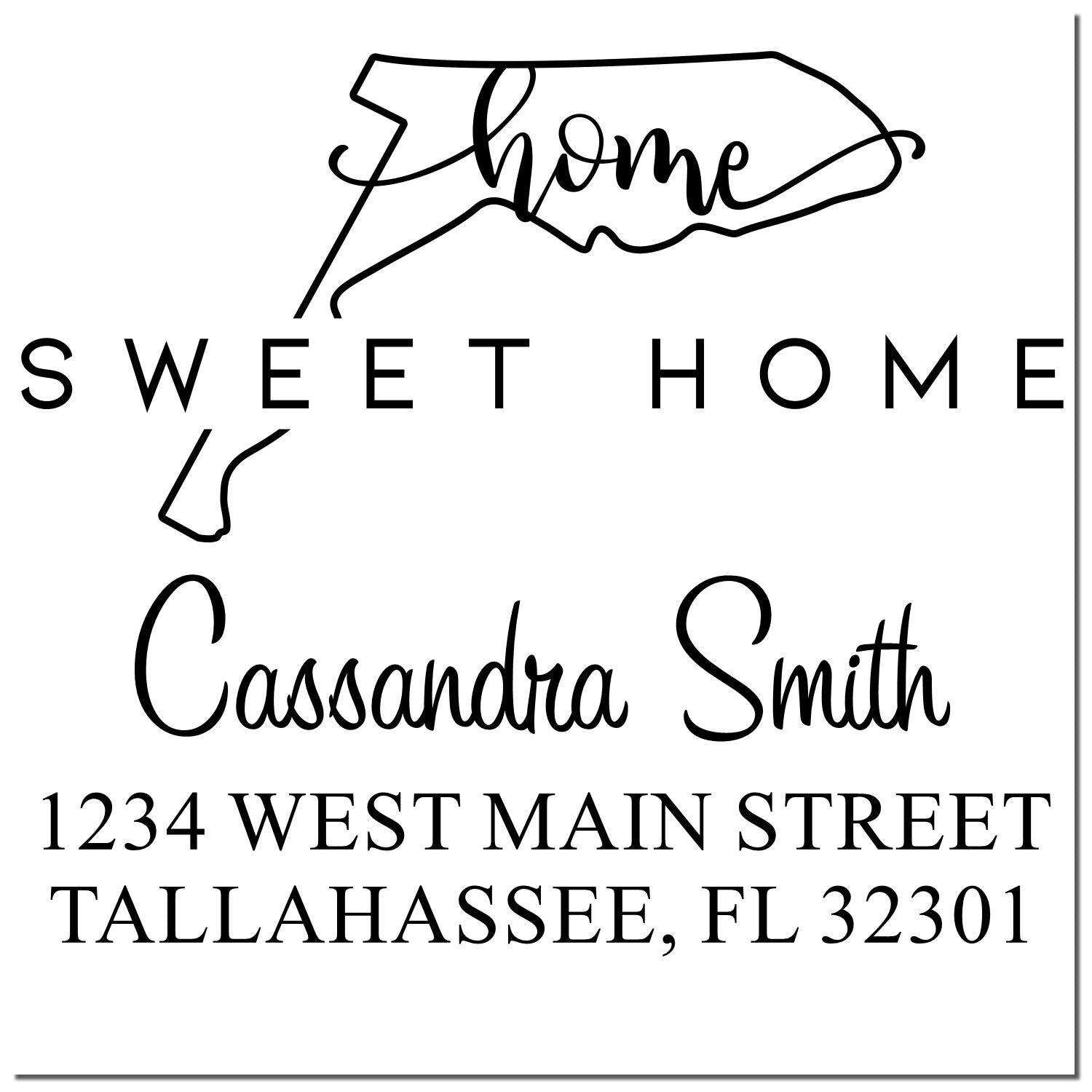 Slim Home Sweet Home Florida Personalized New Address Pre-Inked Stamp