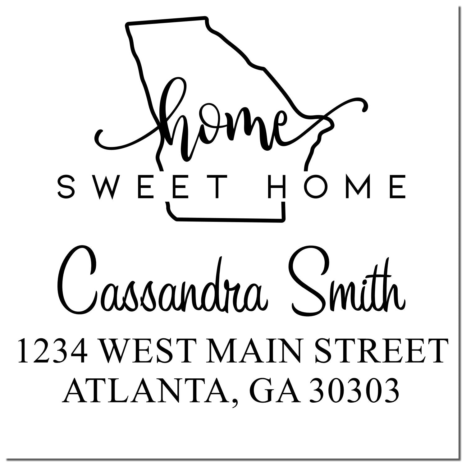 Wood Handle Home Sweet Home Georgia Personalized Mailing Stamp