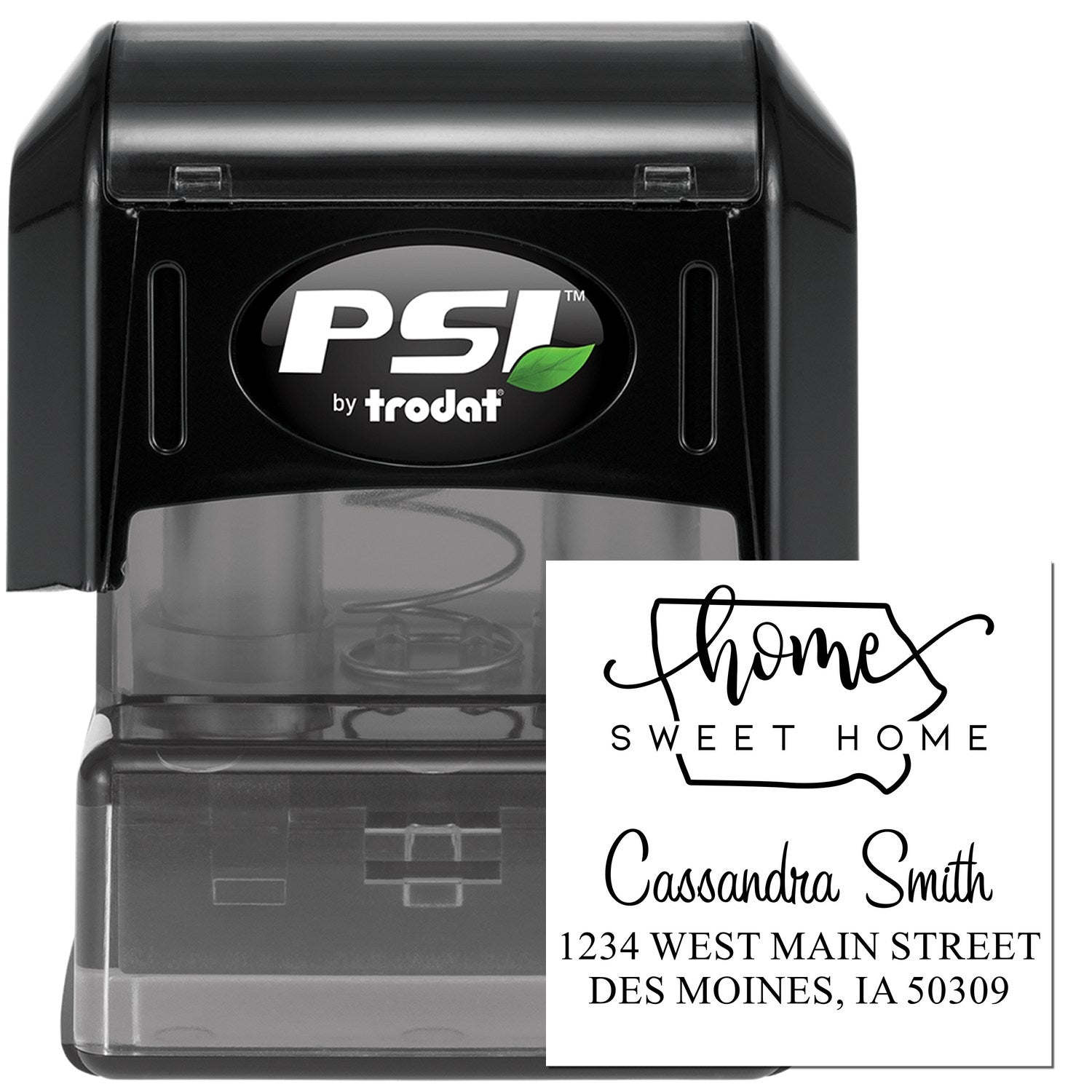 PSI Pre-Inked Home Sweet Home Iowa Personalized New Address Stamp